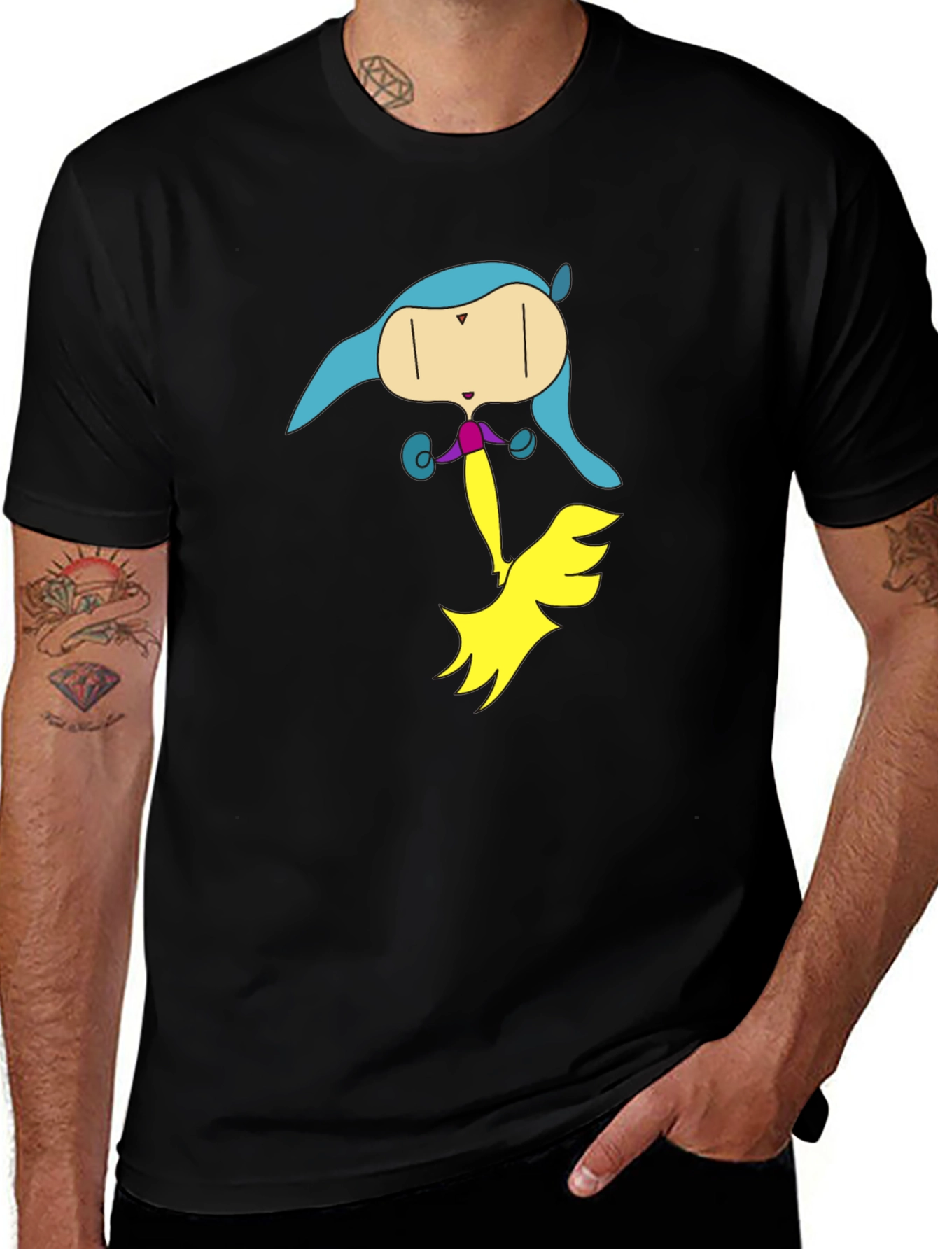 Variant 27 of Unique Cartoon Character Graphic Black T-Shirt