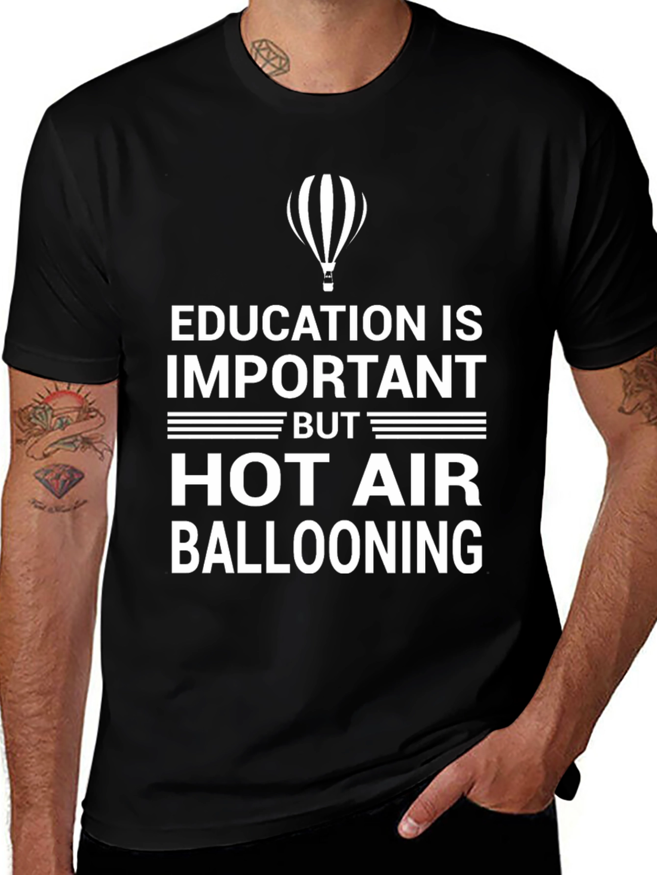 Variant 12 of Funny Hot Air Ballooning T-Shirt - Education Is Important