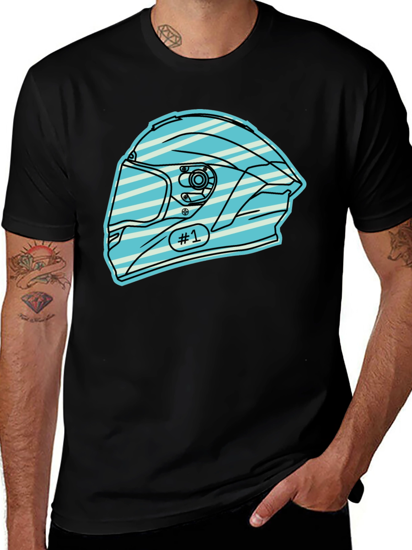 Variant 2 of Cool Helmet Graphic T-Shirt