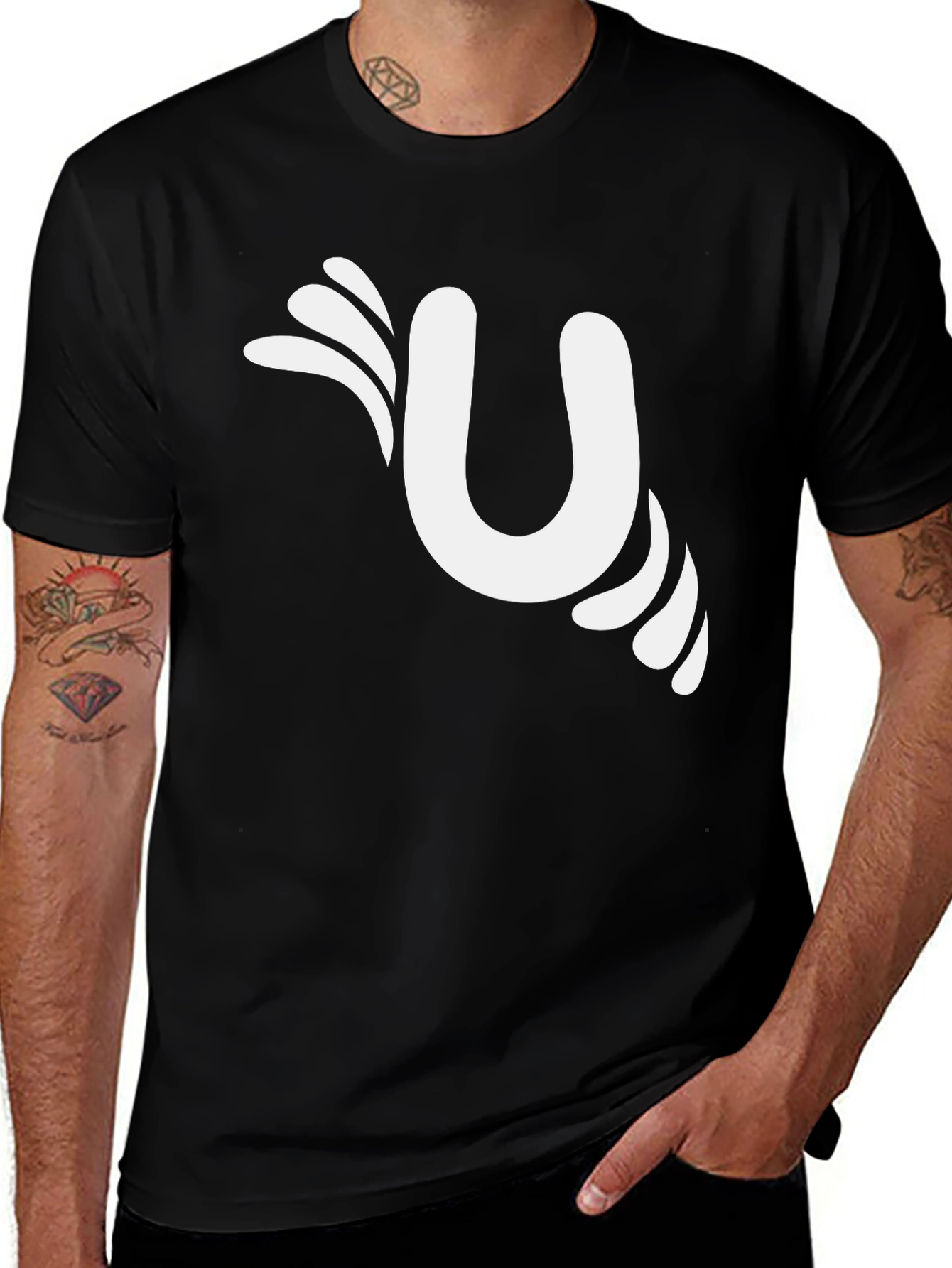 Variant 24 of Stylish Black T-Shirt with Letter U Design