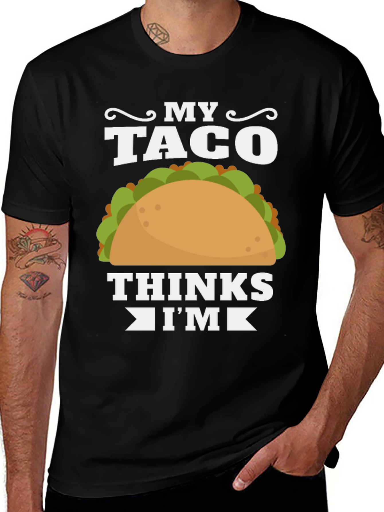 Variant 8 of My Taco Thinks I'm Hot Black T-Shirt