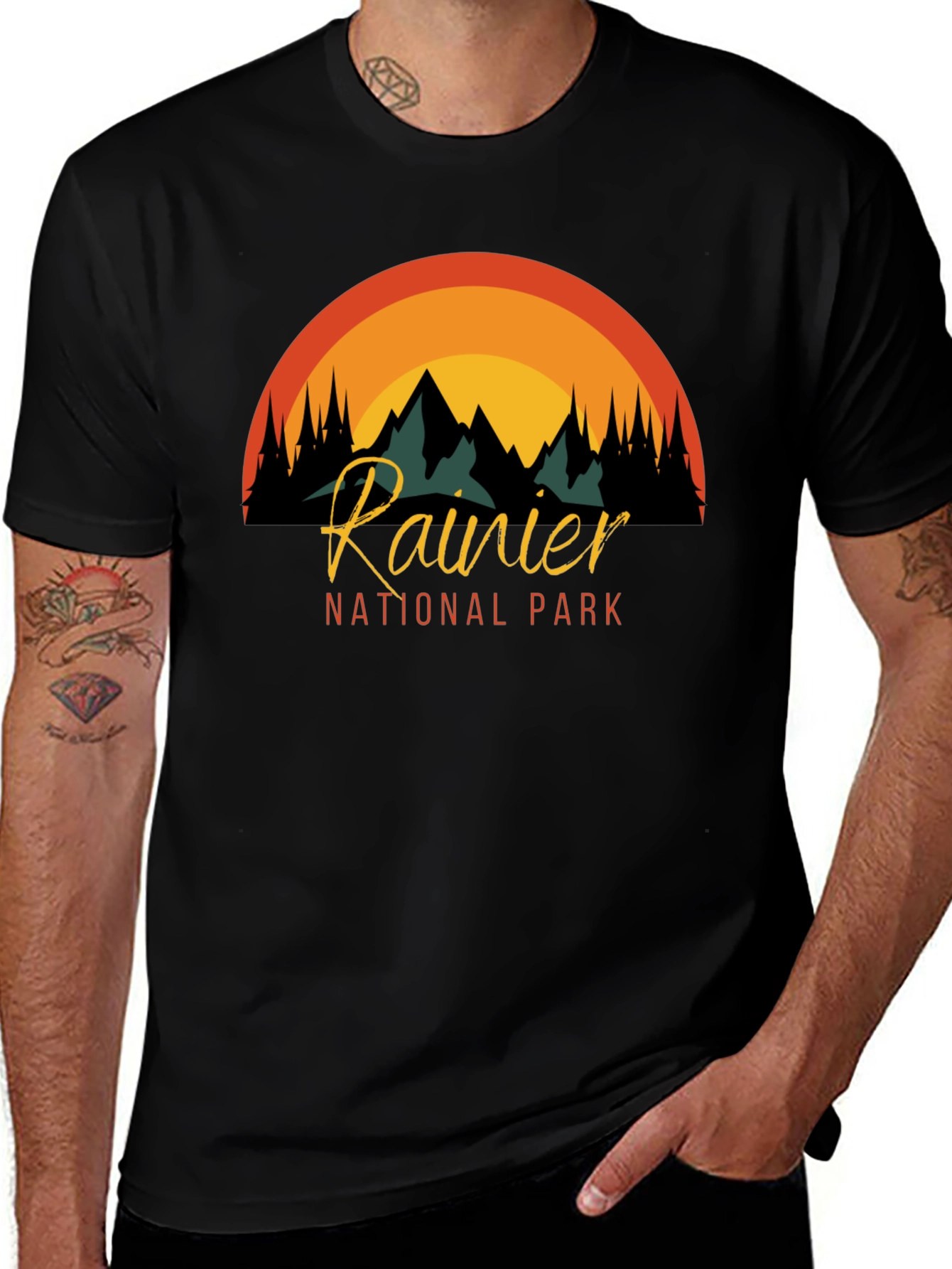 Variant 29 of Rainier National Park Graphic Tee - Black Cotton T-Shirt