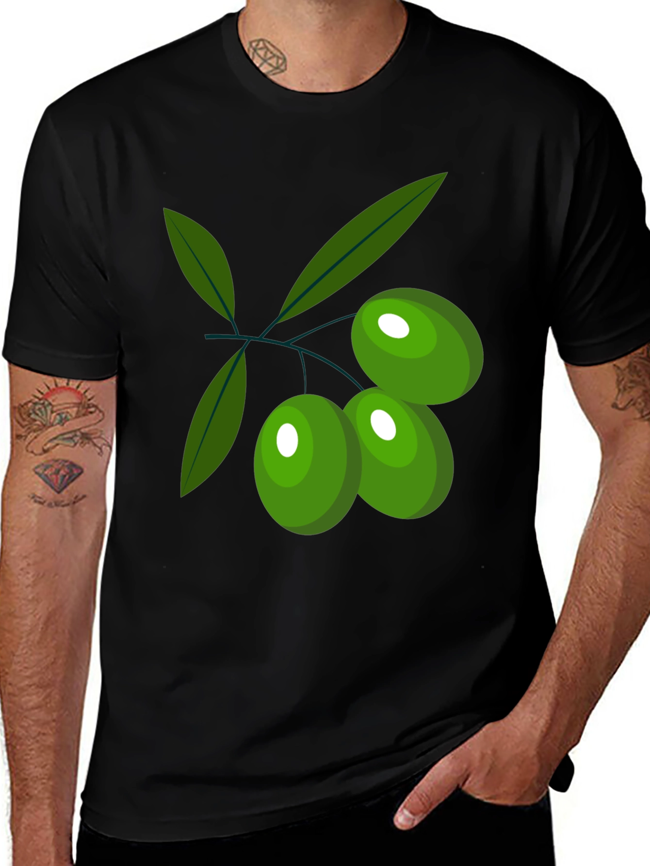 Variant 4 of Olive Branch Graphic T-Shirt - Casual Style