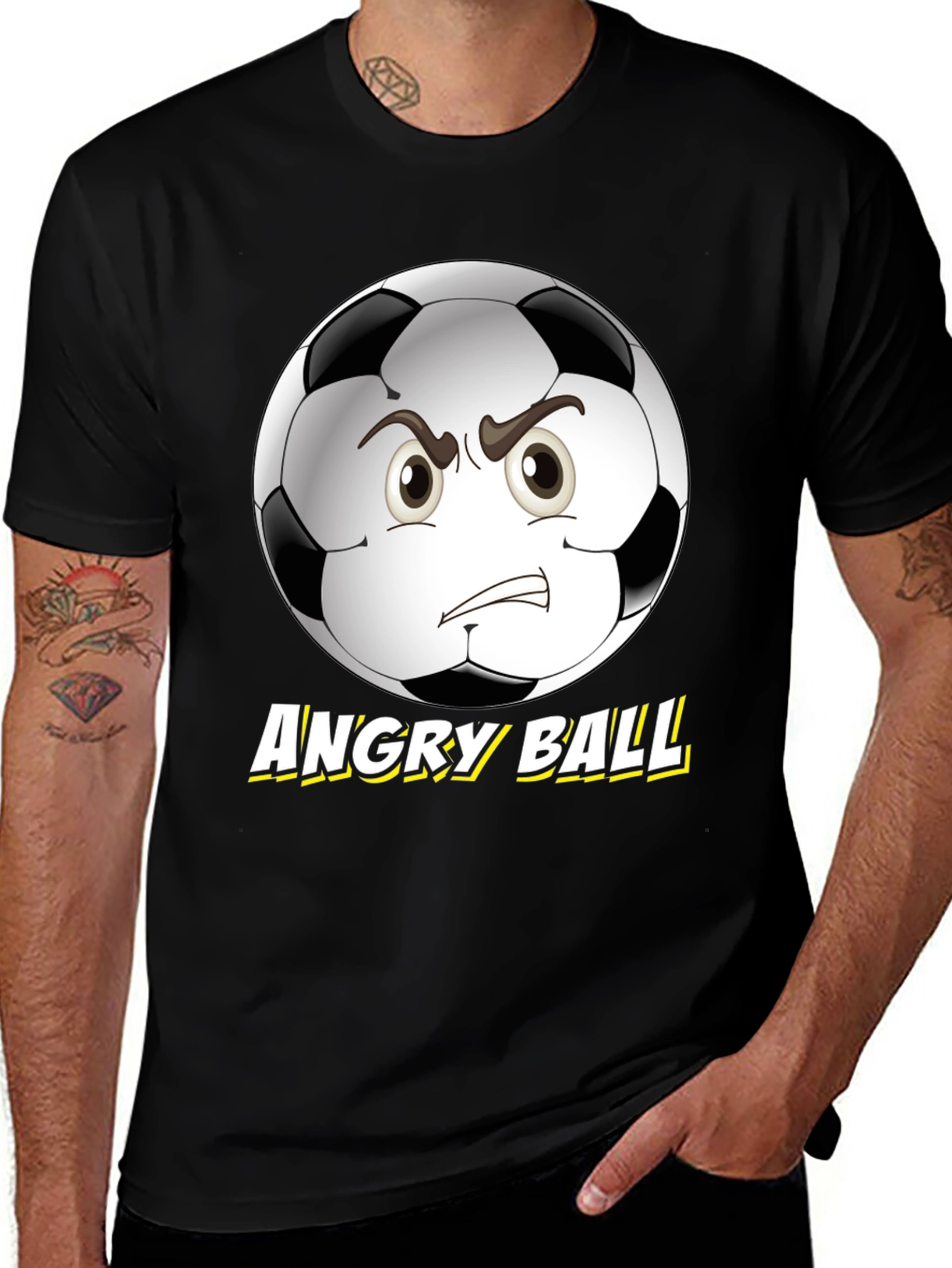 Variant 22 of Angry Ball Graphic T-Shirt - Black Cotton Tee