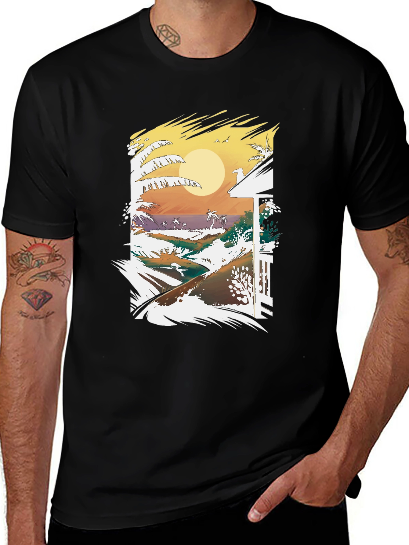 Variant 2 of Tropical Sunset Graphic Tee - Island Vibes