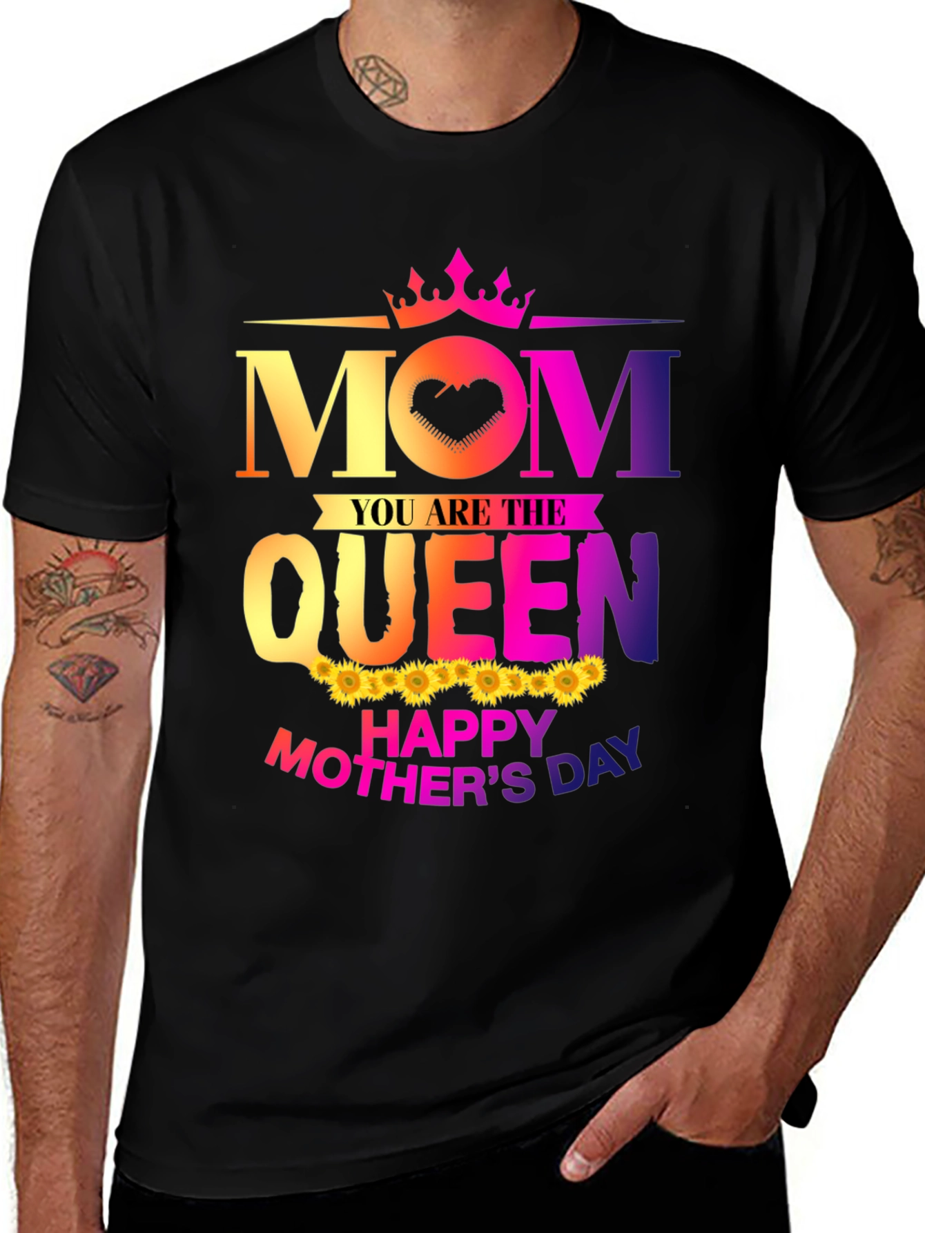 Variant 30 of Mom Queen Happy Mother's Day Black T-Shirt
