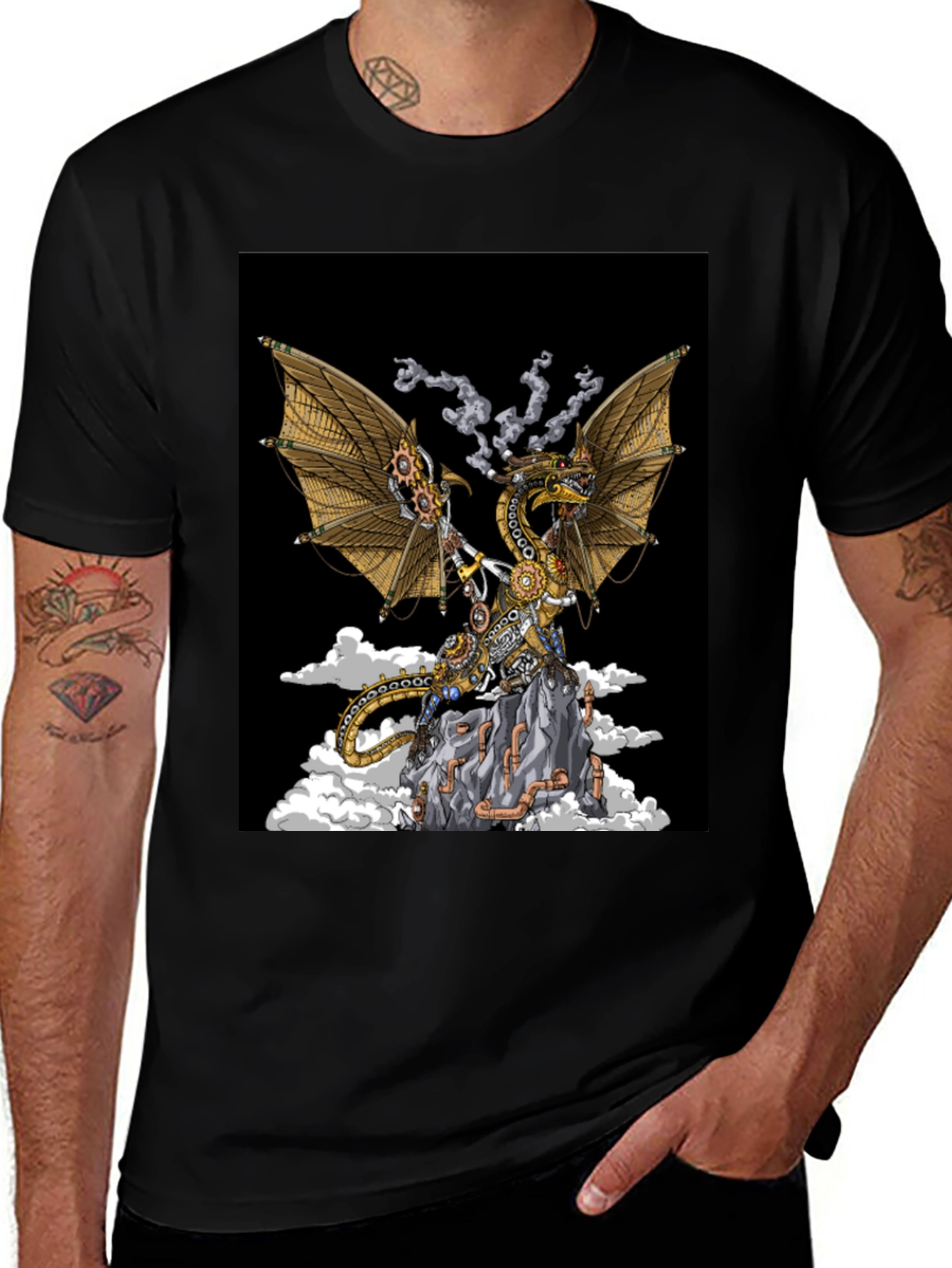 Variant 20 of Steampunk Dragon Graphic Tee - Unique Fantasy Design