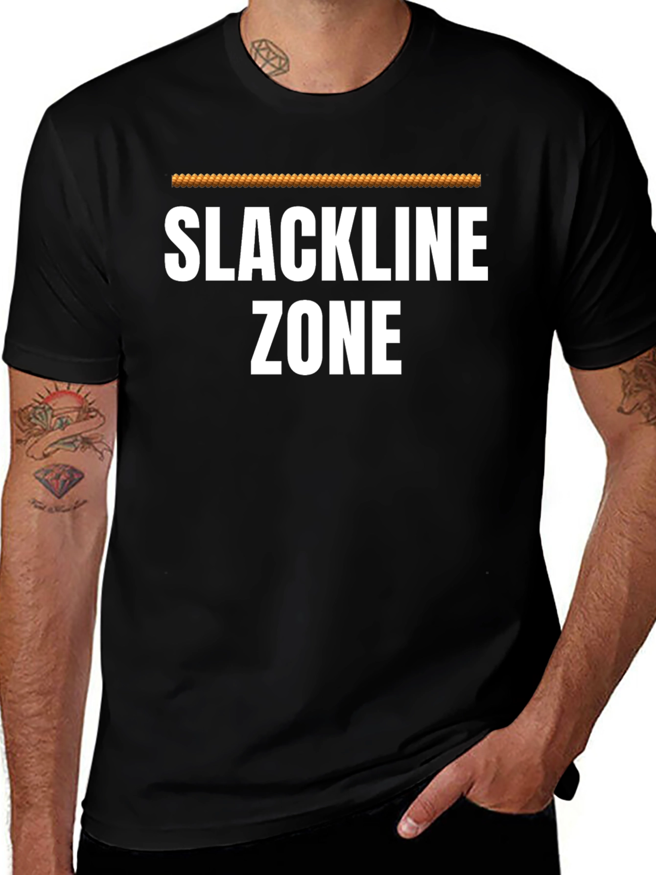 Variant 21 of Slackline Zone Graphic Tee - Black Cotton Blend Shirt