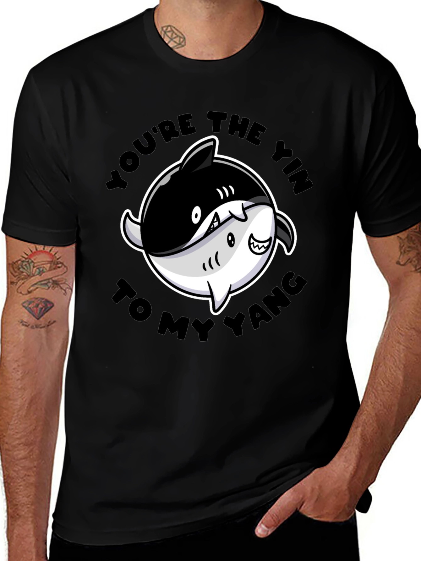 Variant 27 of Yin Yang Sharks Black T-Shirt