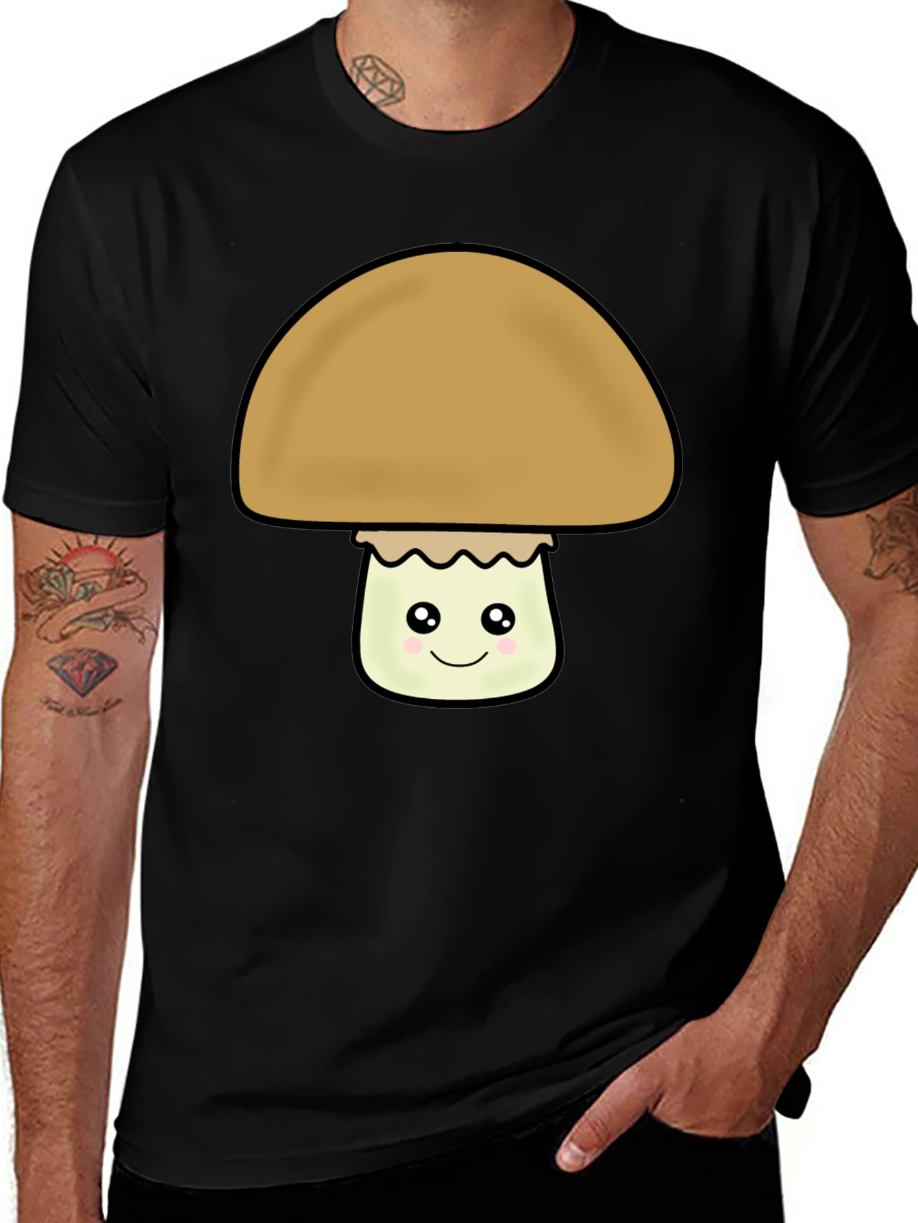 Variant 10 of Cute Mushroom Graphic T-Shirt - Unisex Black Tee