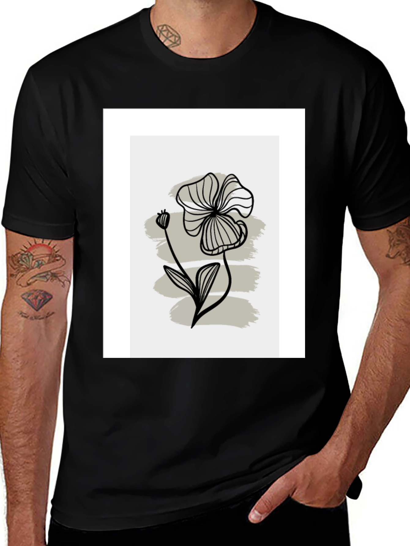 Variant 5 of Minimalist Floral Graphic T-Shirt