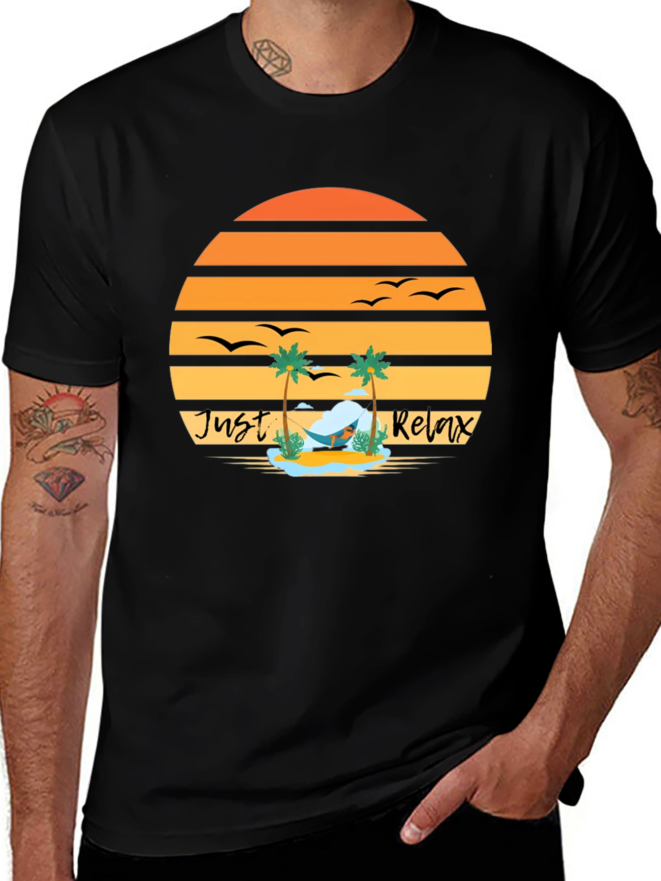 Just Relax T-Shirt - Tropical Beach Sunset Design