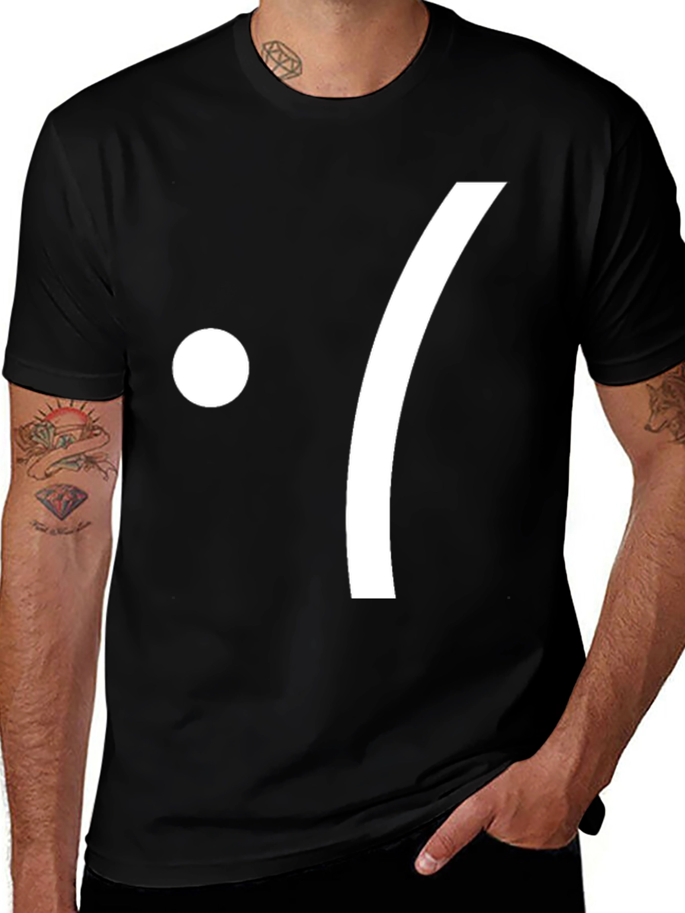 Variant 9 of Minimalist Sad Face Black Tee