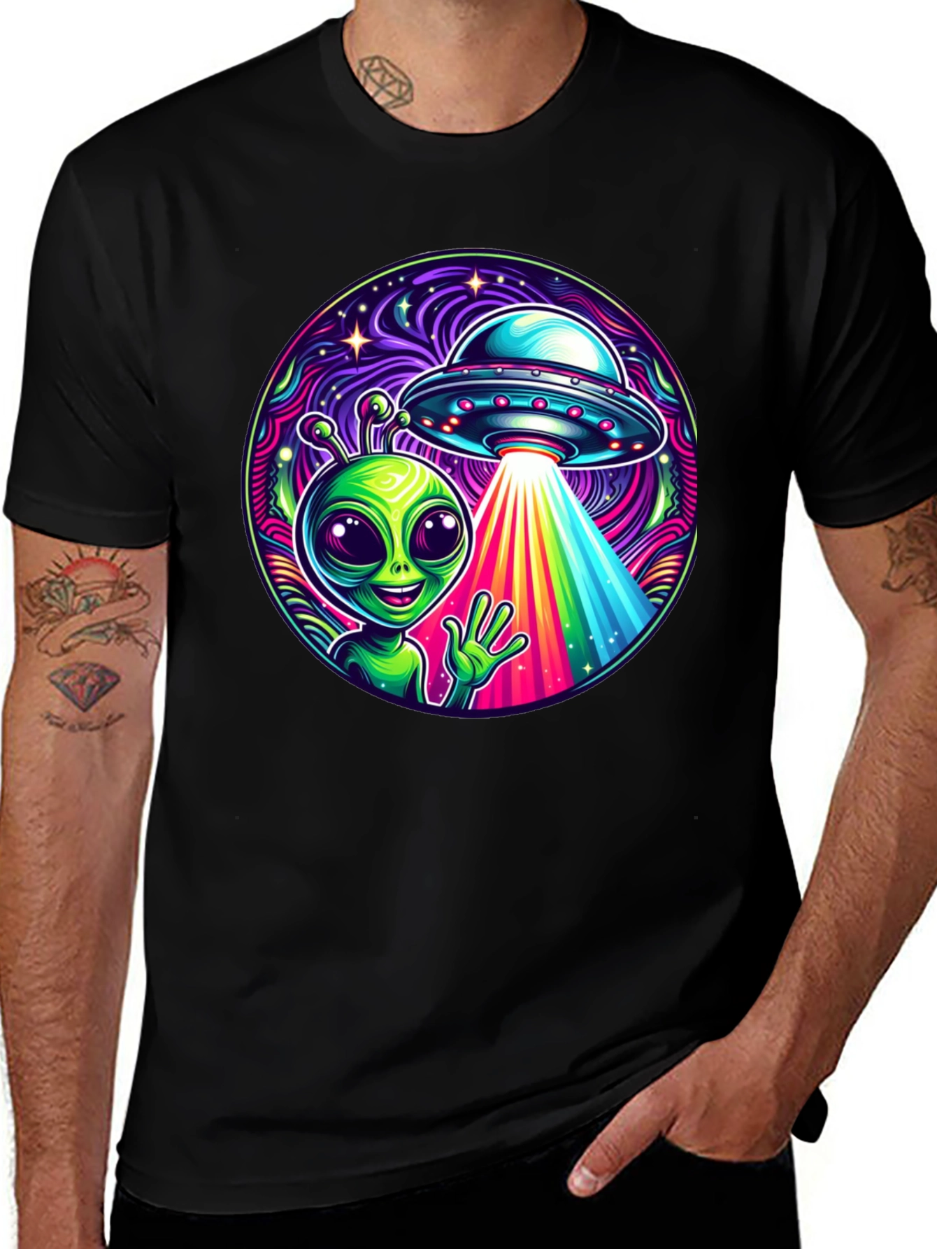 Variant 10 of Alien UFO Abduction Graphic T-Shirt - Trendy and Unique!