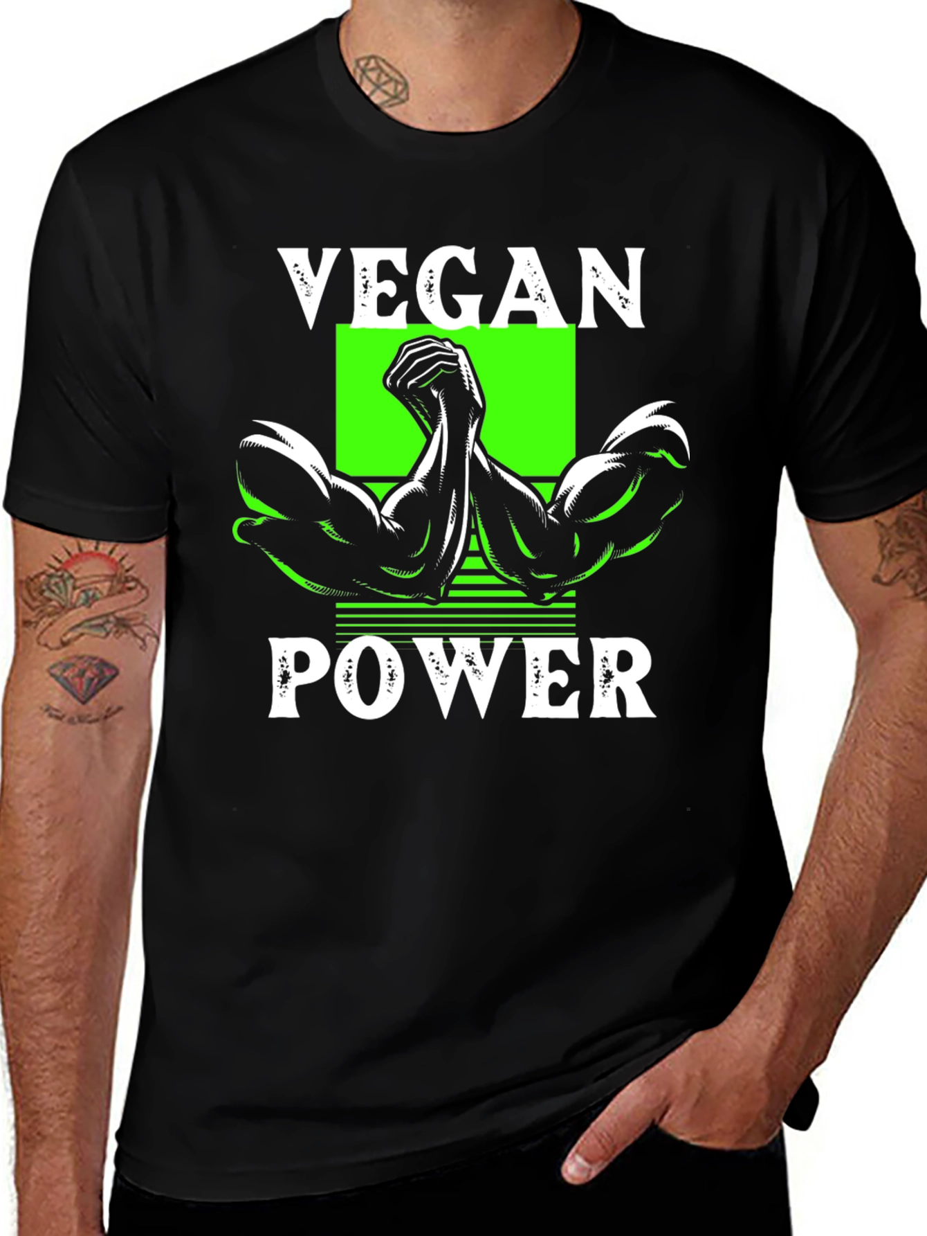 Variant 11 of Vegan Power Graphic T-Shirt - Black