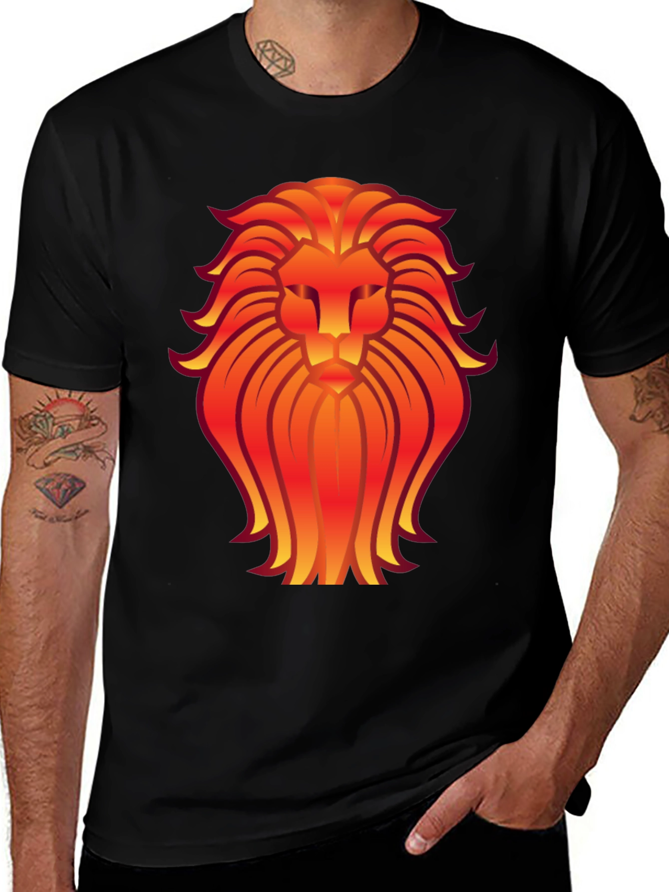 Variant 11 of Bold Lion Graphic Tee - Black Cotton Blend