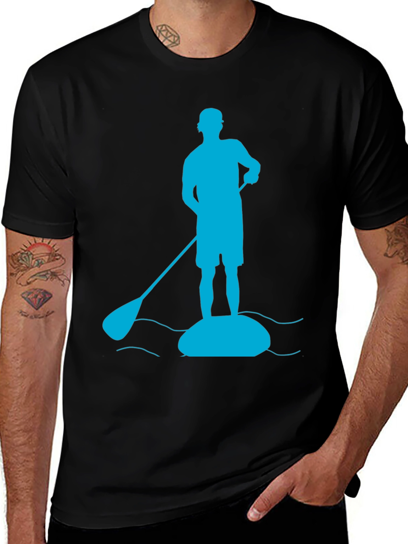 Variant 27 of Paddle Boarding T-Shirt - Men's Black Tee