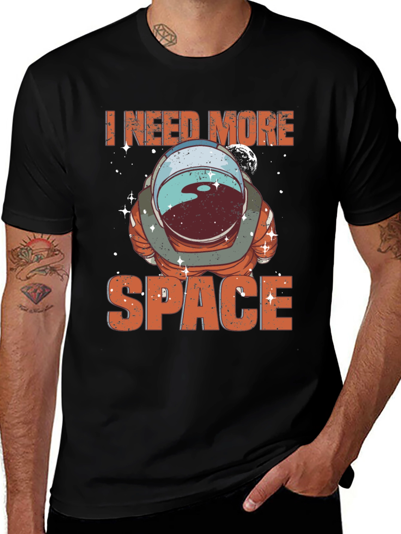 Variant 7 of I Need More Space Astronaut T-Shirt - Black