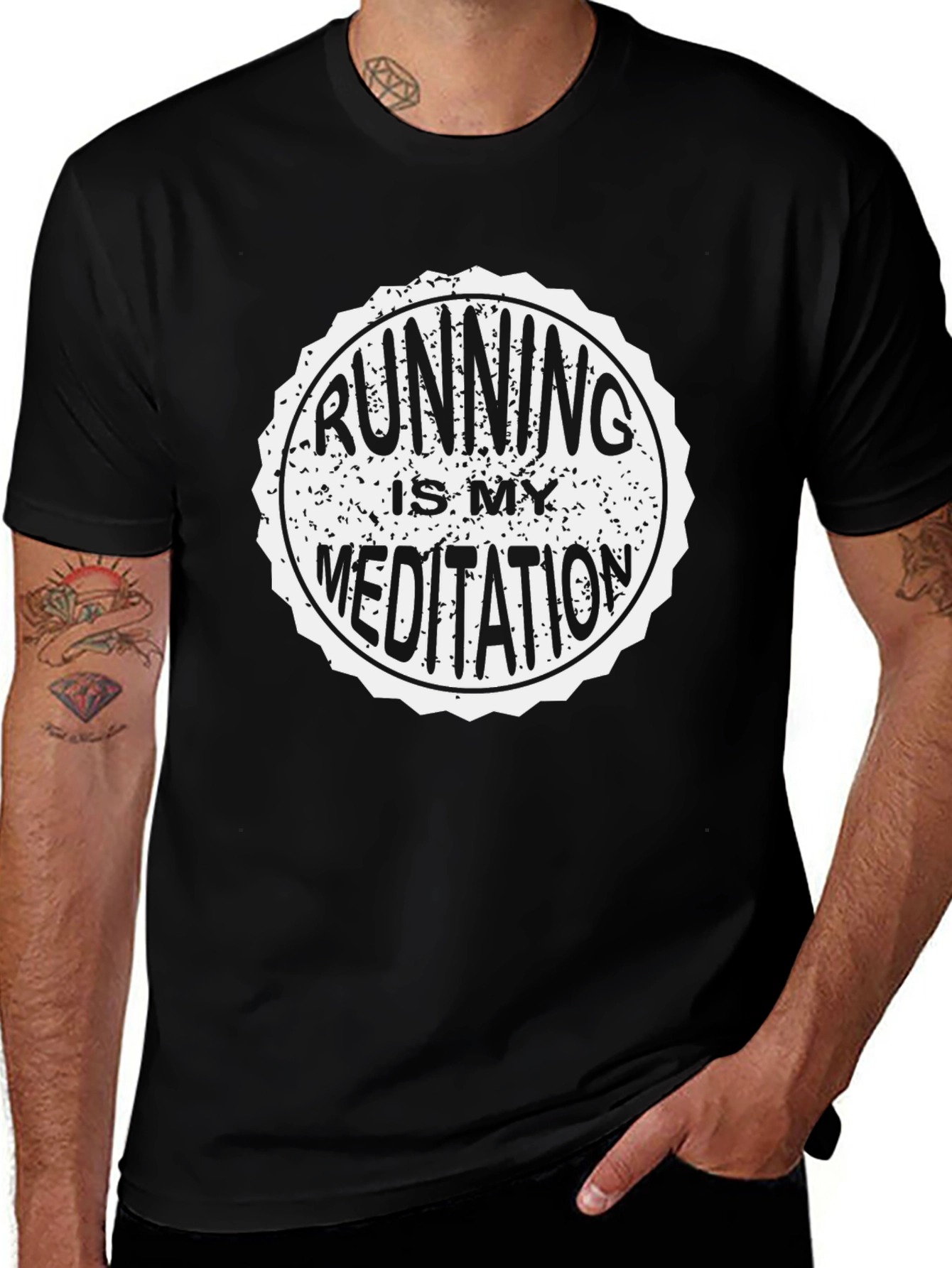 Variant 25 of Running is my Meditation - Men's Black Graphic Tee