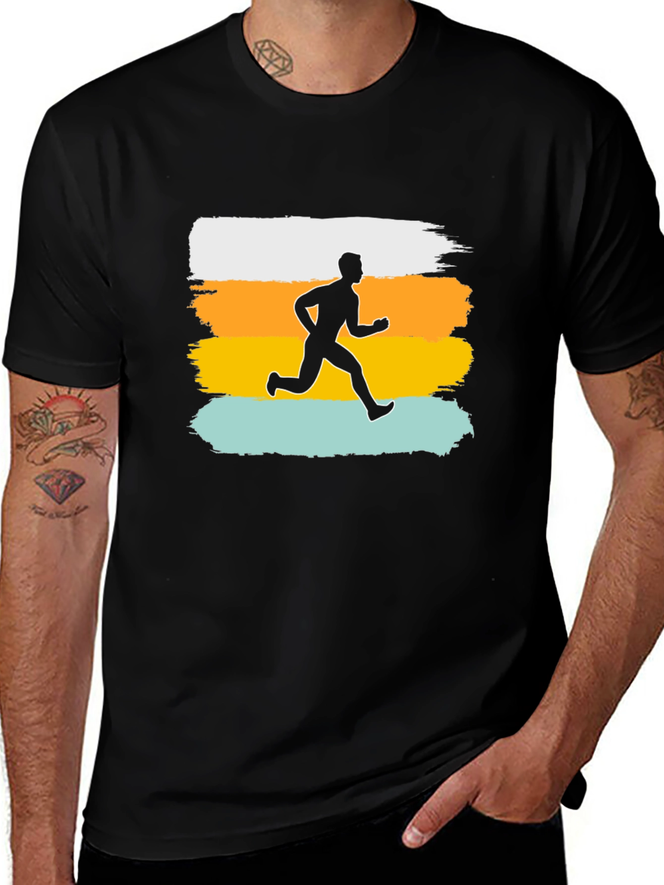 Variant 17 of Retro Runner Graphic T-Shirt - Black