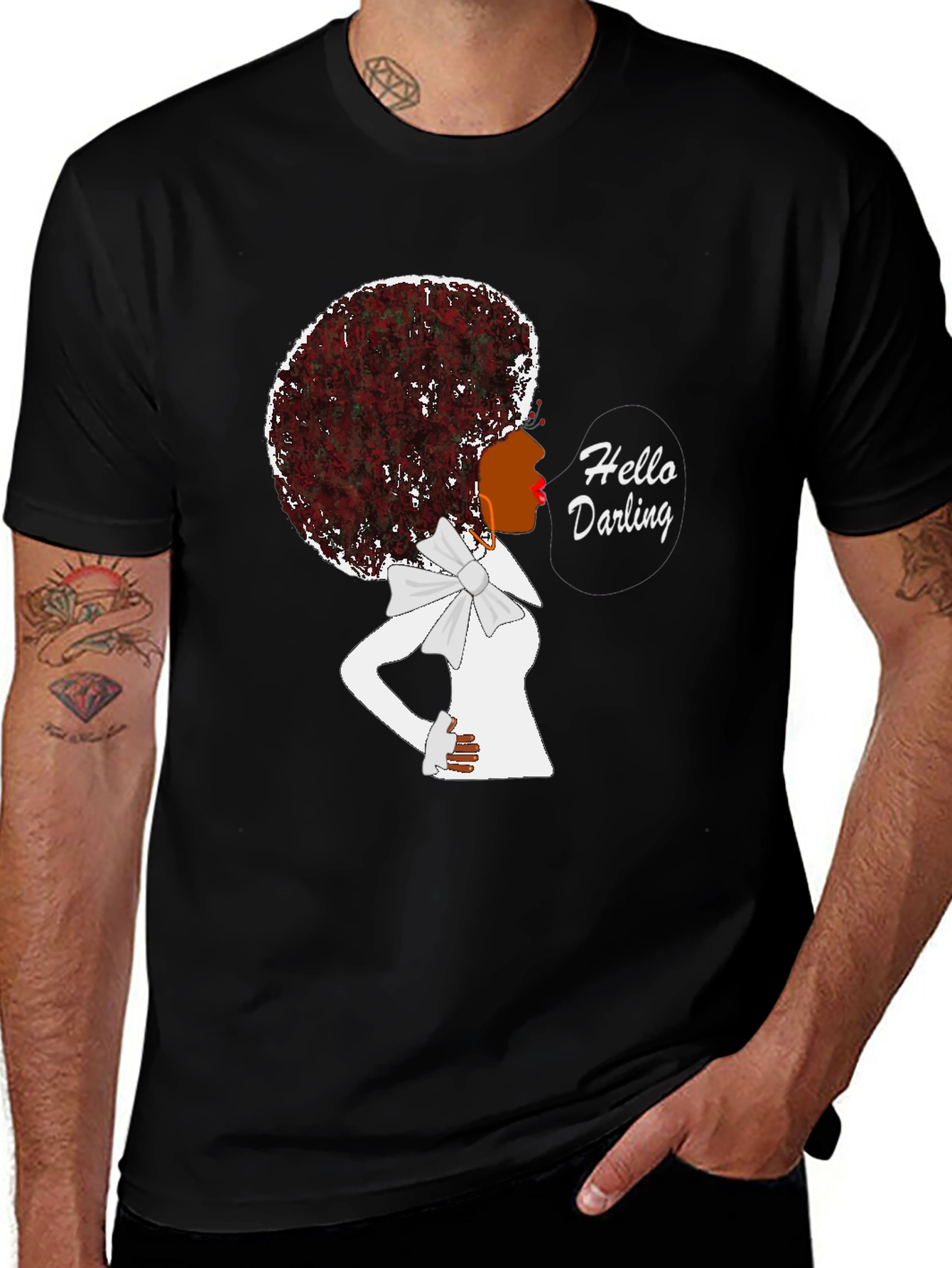 Variant 26 of Afro Diva "Hello Darling" T-Shirt - Stylish & Comfortable