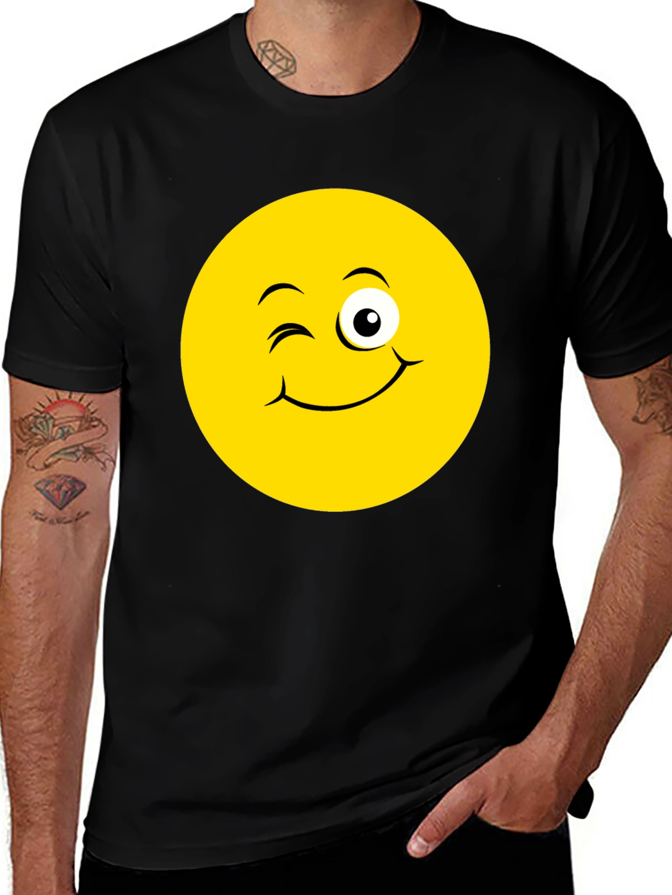 Variant 11 of Winking Emoji Black T-Shirt