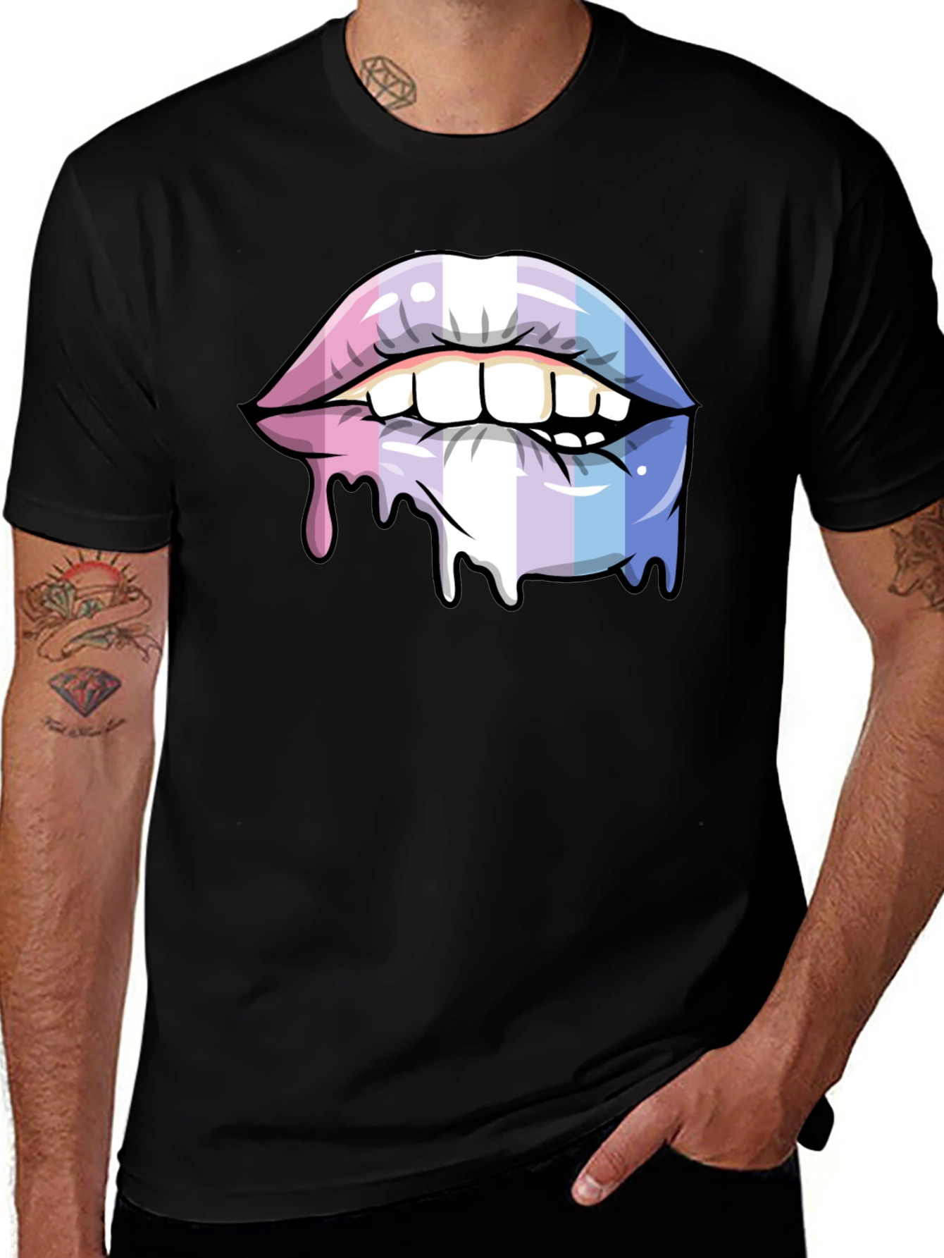 Black Trans Pride Lips T-Shirt - LGBTQ+ Pride Apparel main image