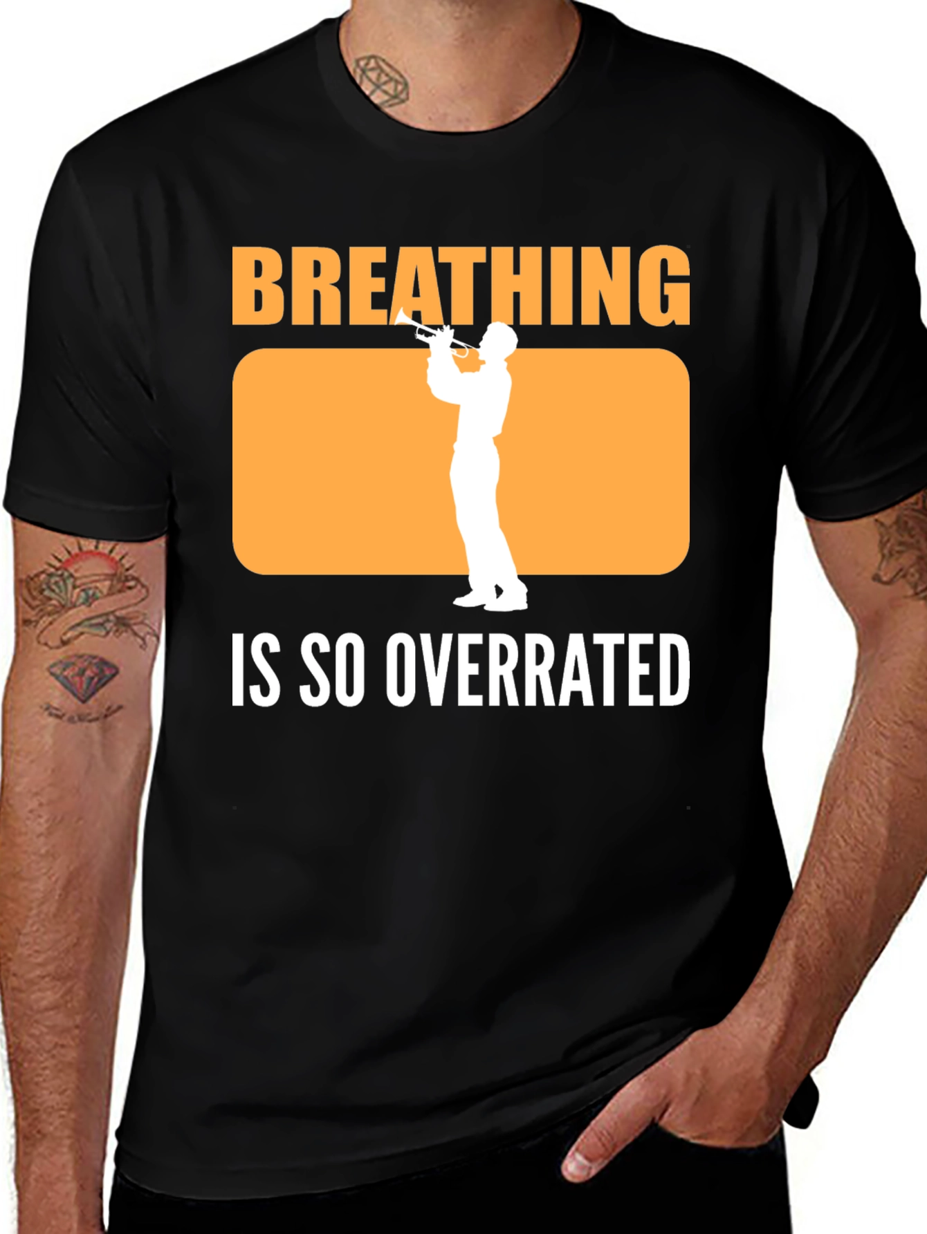 Variant 16 of Breathing is Overrated T-Shirt Trumpet Player Gift Tee