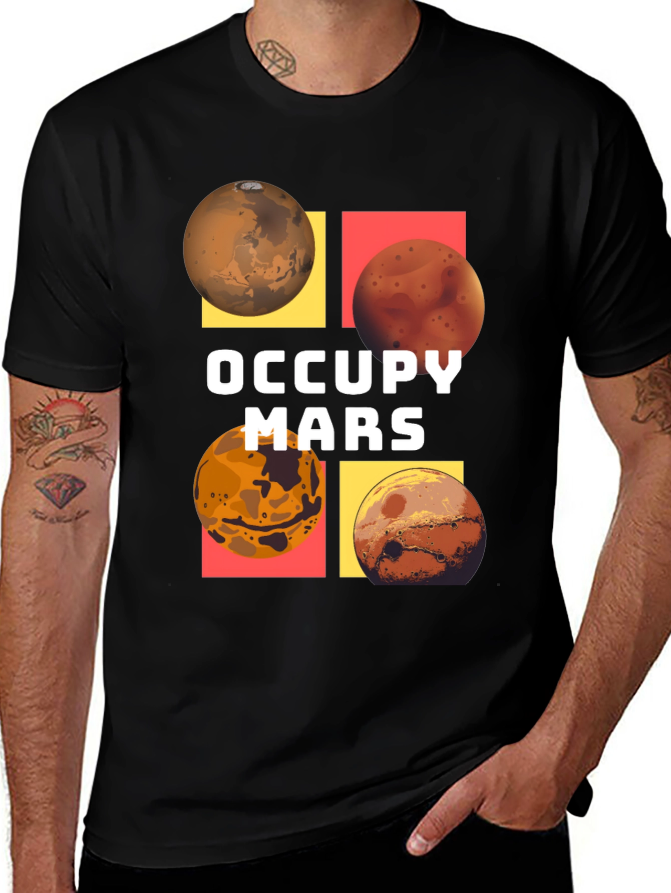 Occupy Mars Graphic Tee - Black Cotton Blend T-Shirt