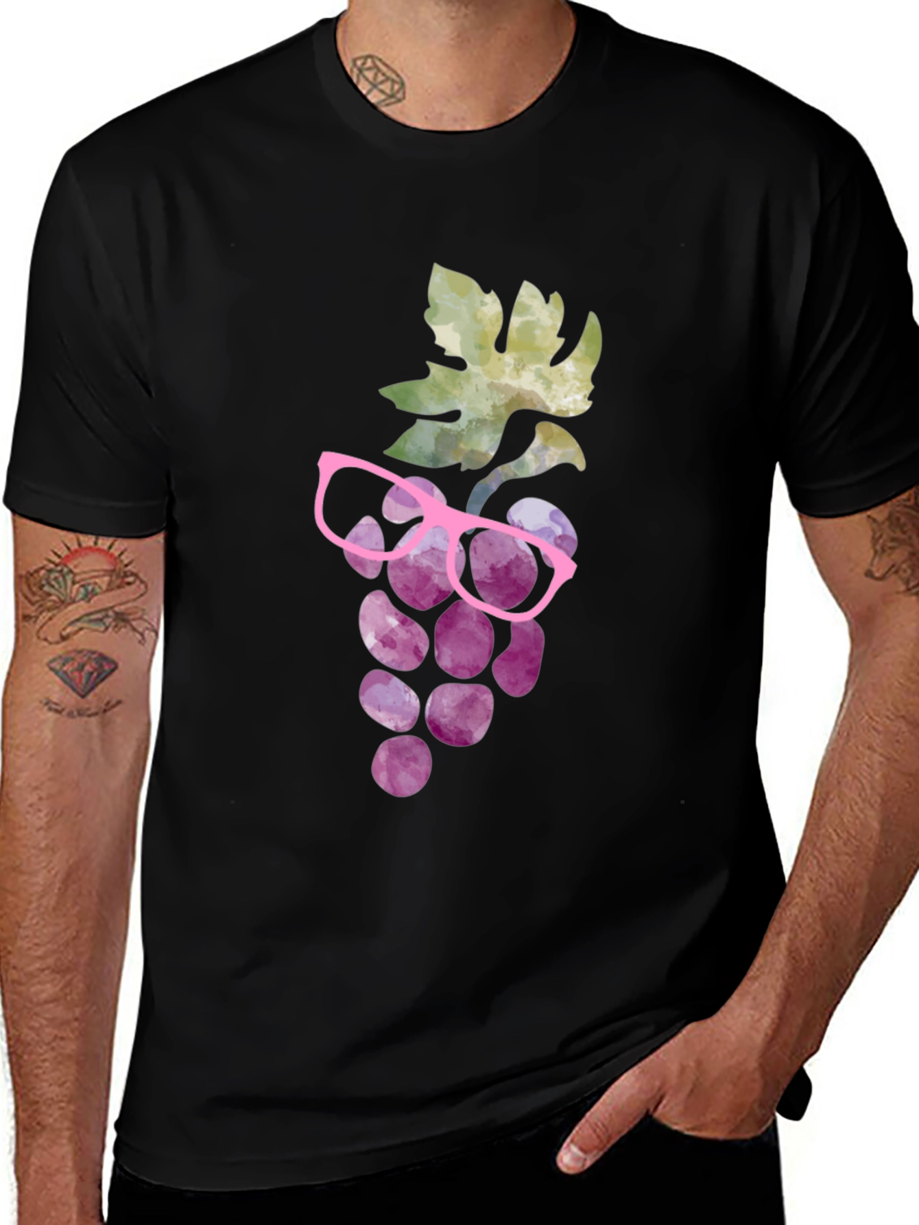 Variant 25 of Funny Grape T-Shirt with Pink Glasses - Stylish Fruit Tee