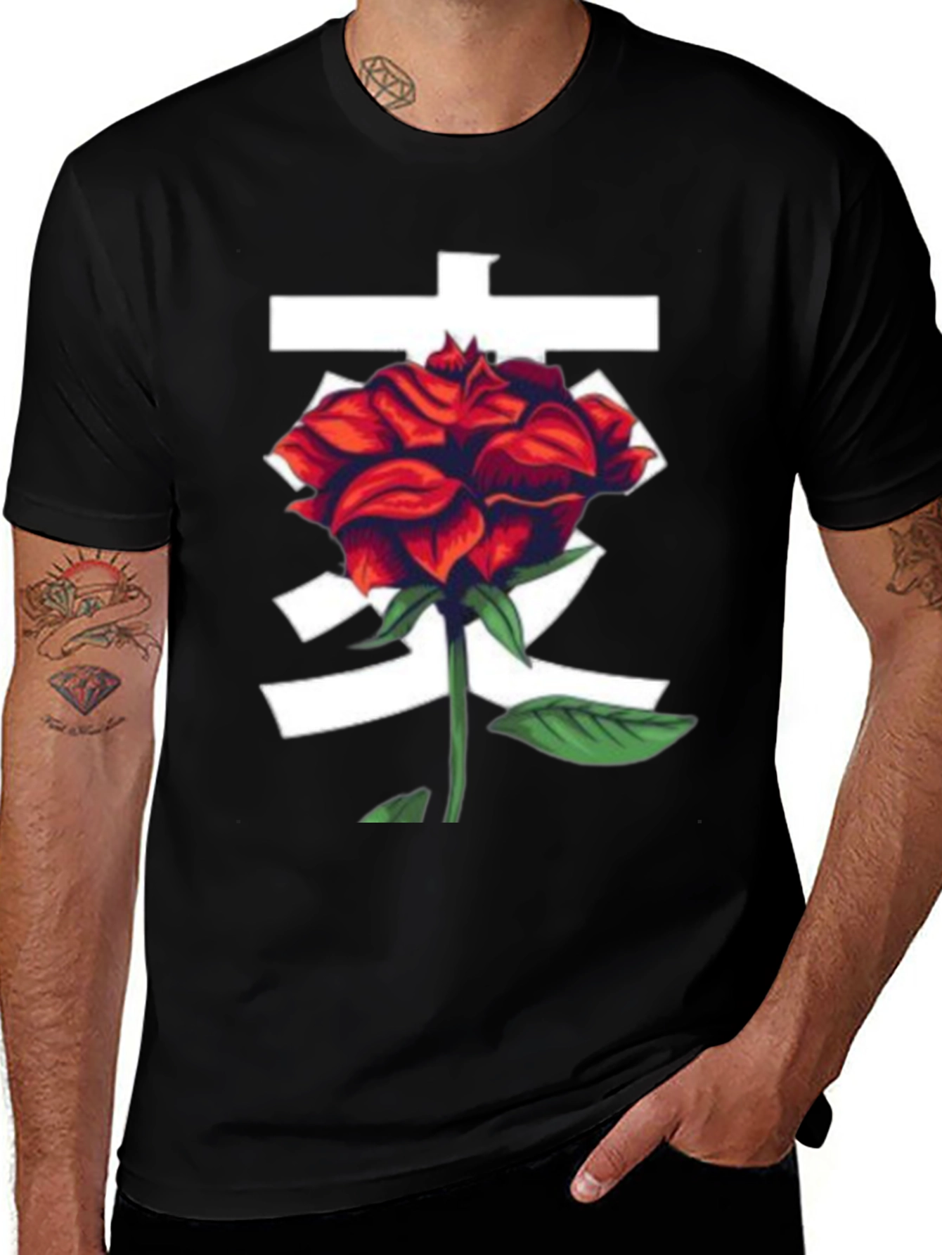 Variant 25 of Rose Graphic Tee - Black Casual Shirt