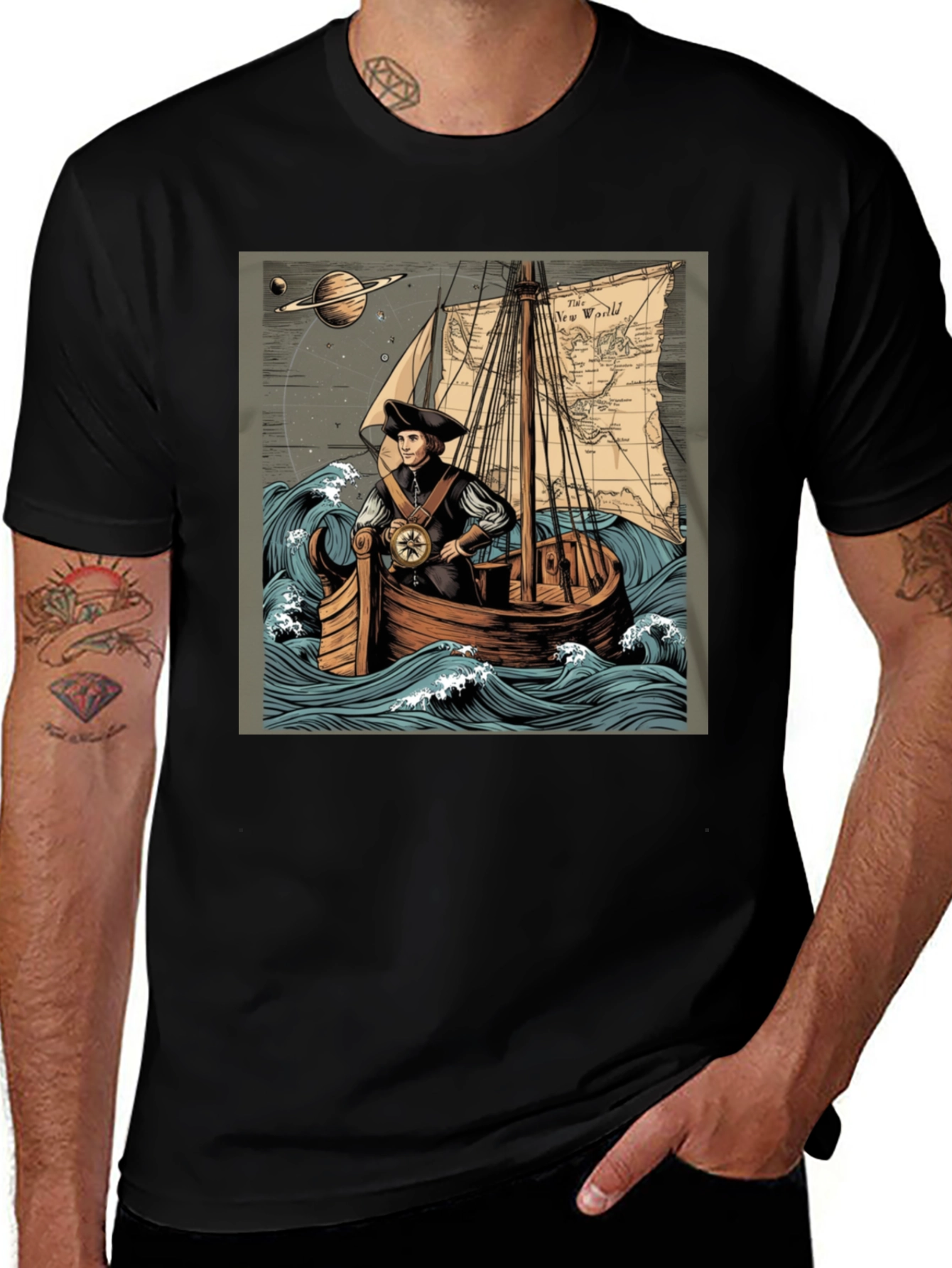 Black Voyager Graphic Tee main image
