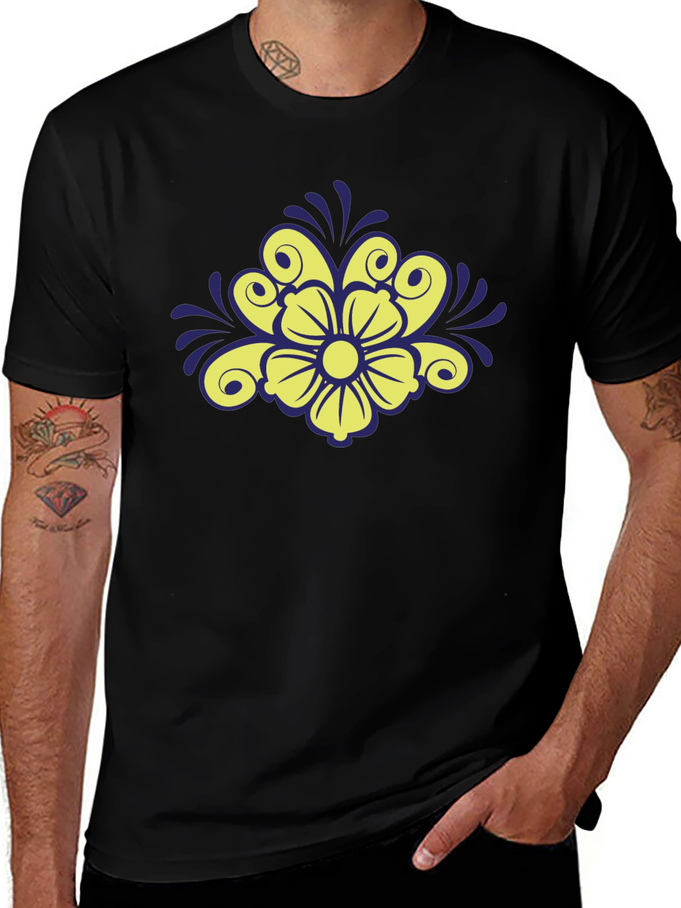 Variant 12 of Floral Design Black T-Shirt