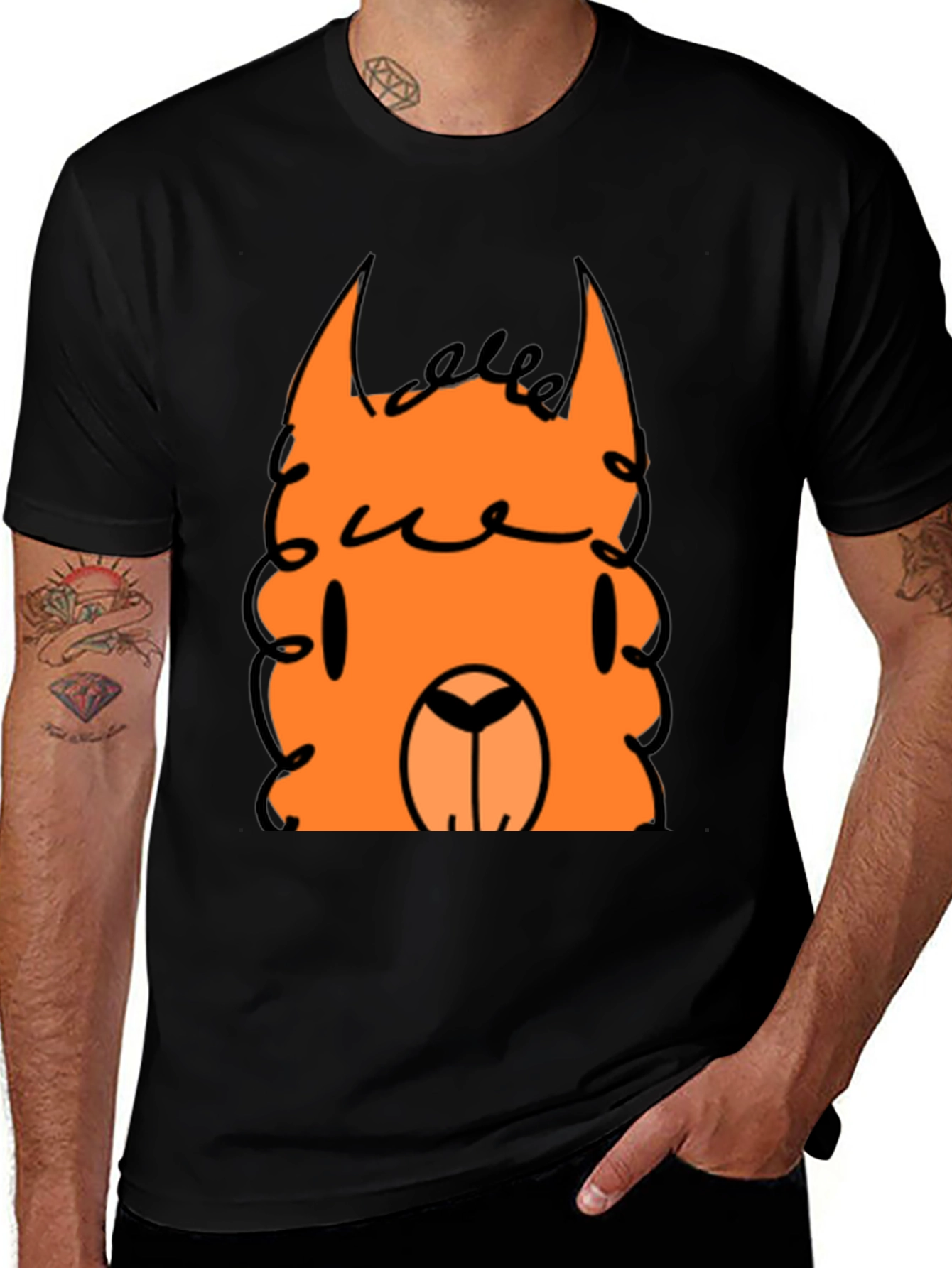 Variant 9 of Orange Llama Graphic Tee - Quirky Casual Style