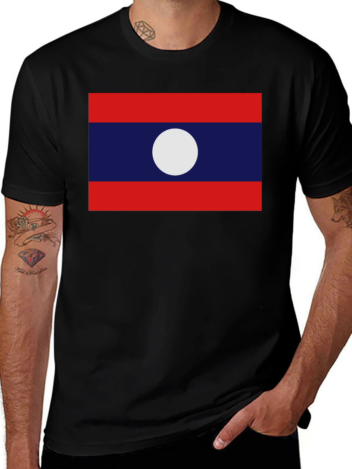 Variant 5 of Laos Flag T-Shirt - Show Your Pride