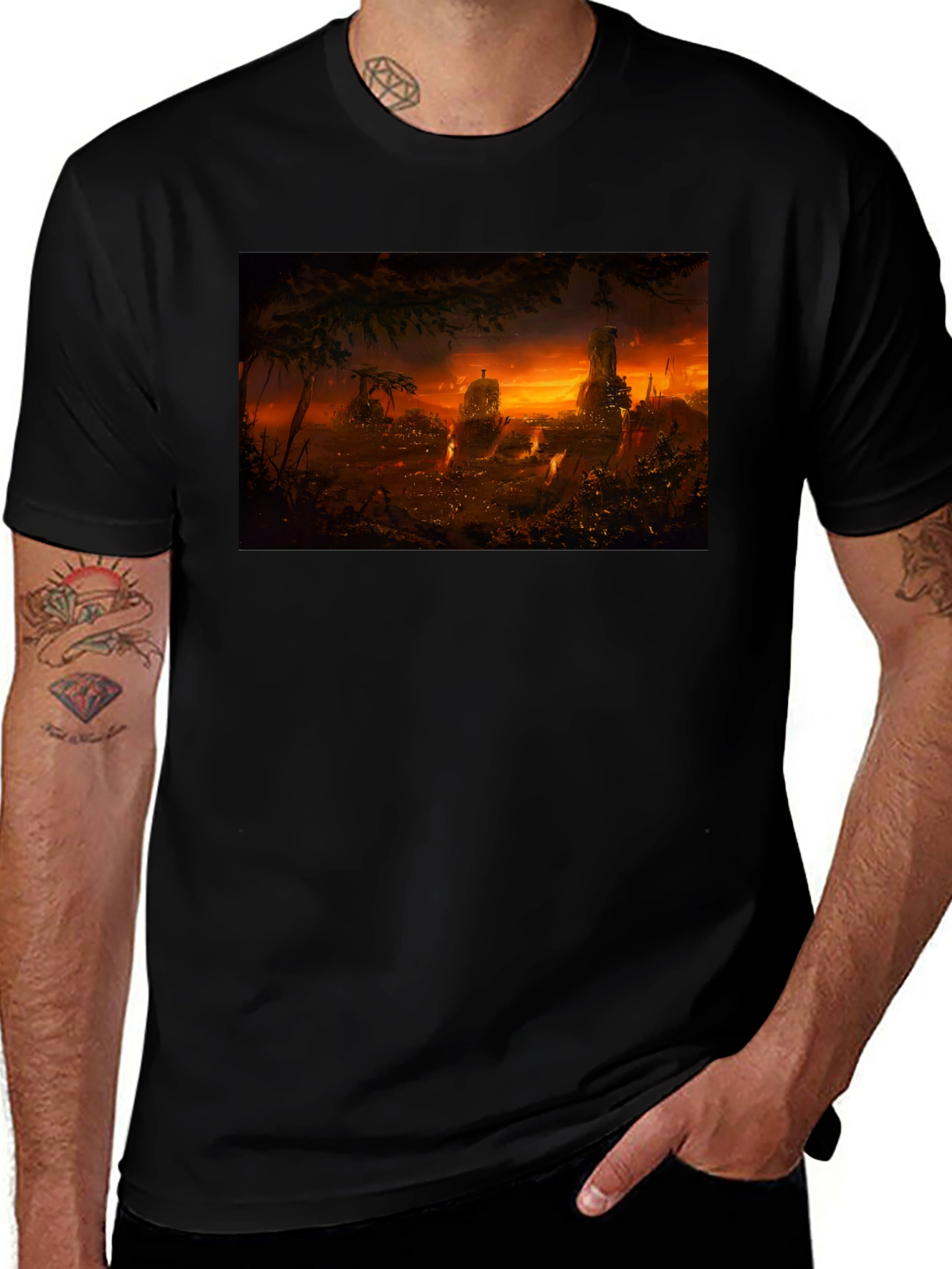 Variant 11 of Sunset Landscape Graphic Print T-Shirt