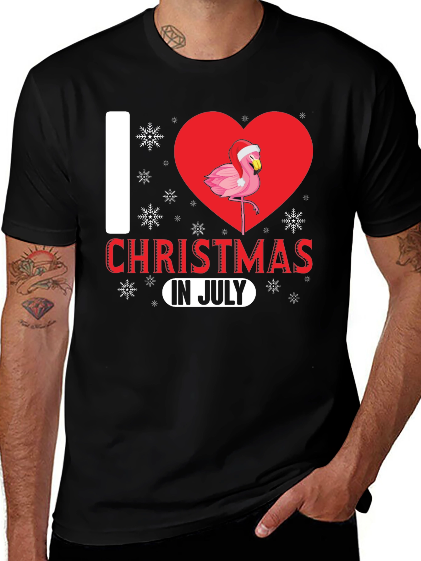 Christmas In July Flamingo T-Shirt