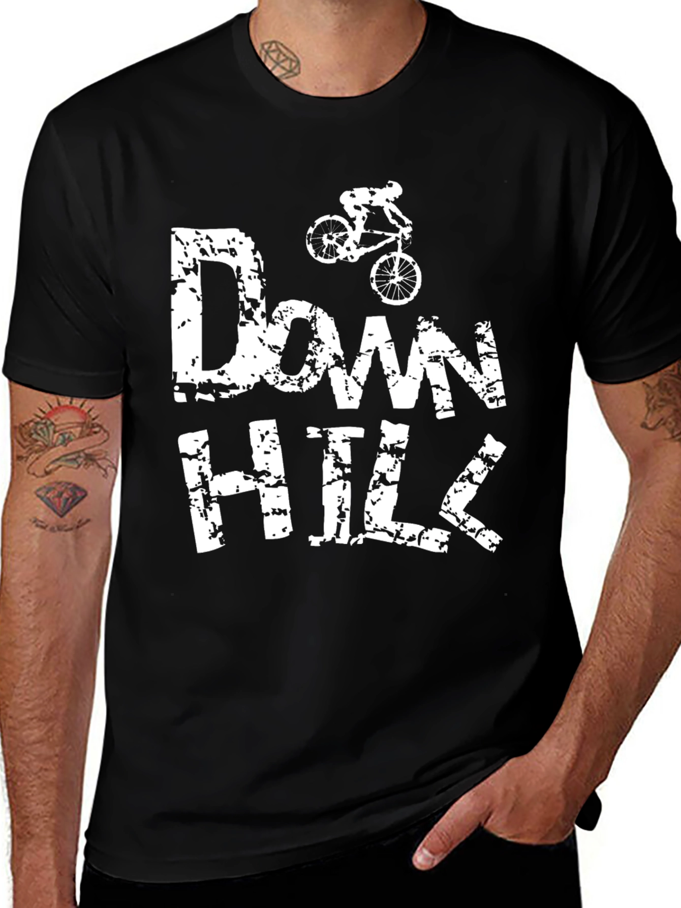 Variant 4 of Downhill Mountain Bike T-Shirt - Black Graphic Tee