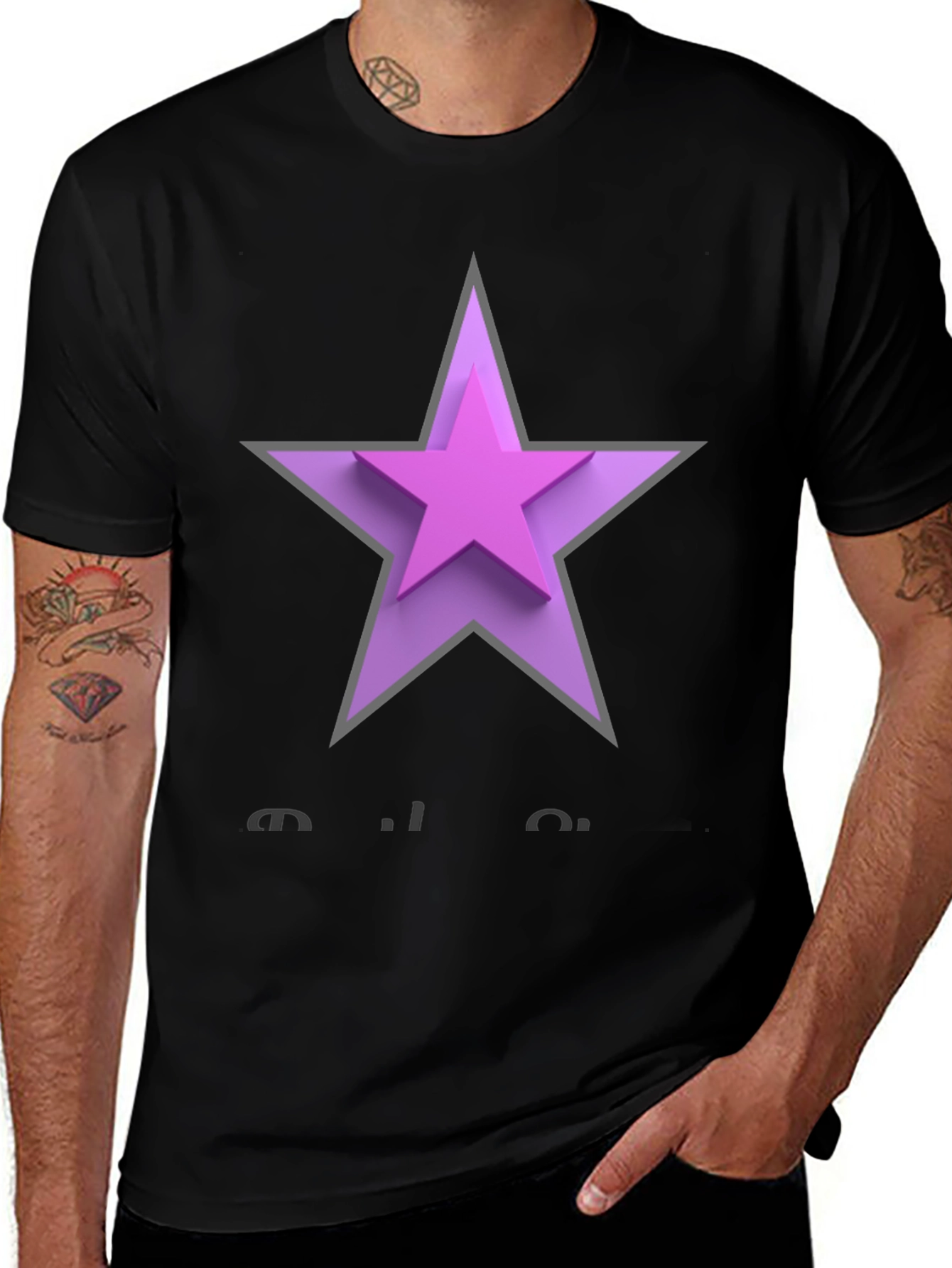 Variant 11 of Star Graphic Black Tee - Stylish Casual Wear