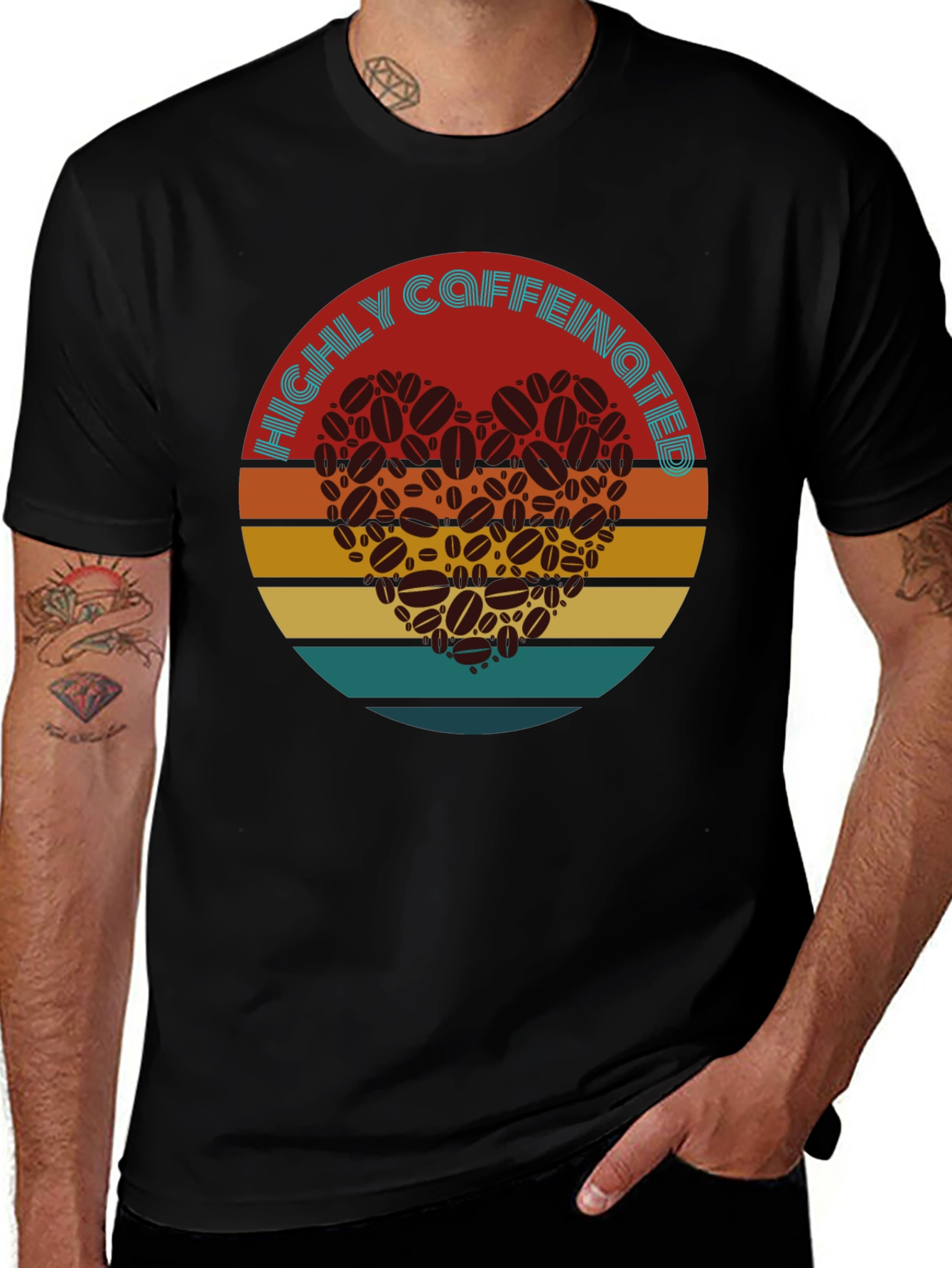 Variant 22 of Highly Caffeinated Coffee Bean Heart T-Shirt