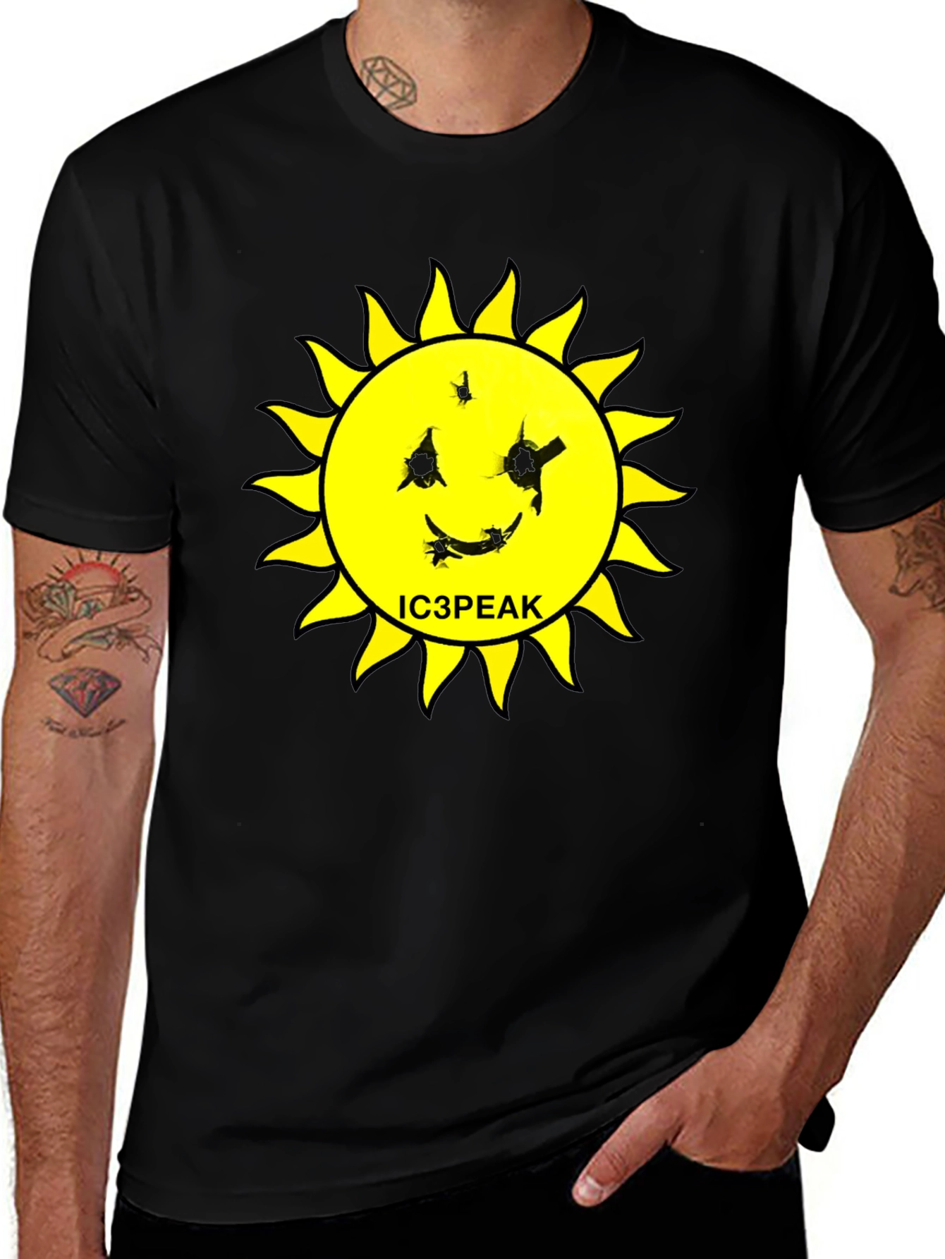 Variant 10 of IC3PEAK Sun Graphic Black T-Shirt