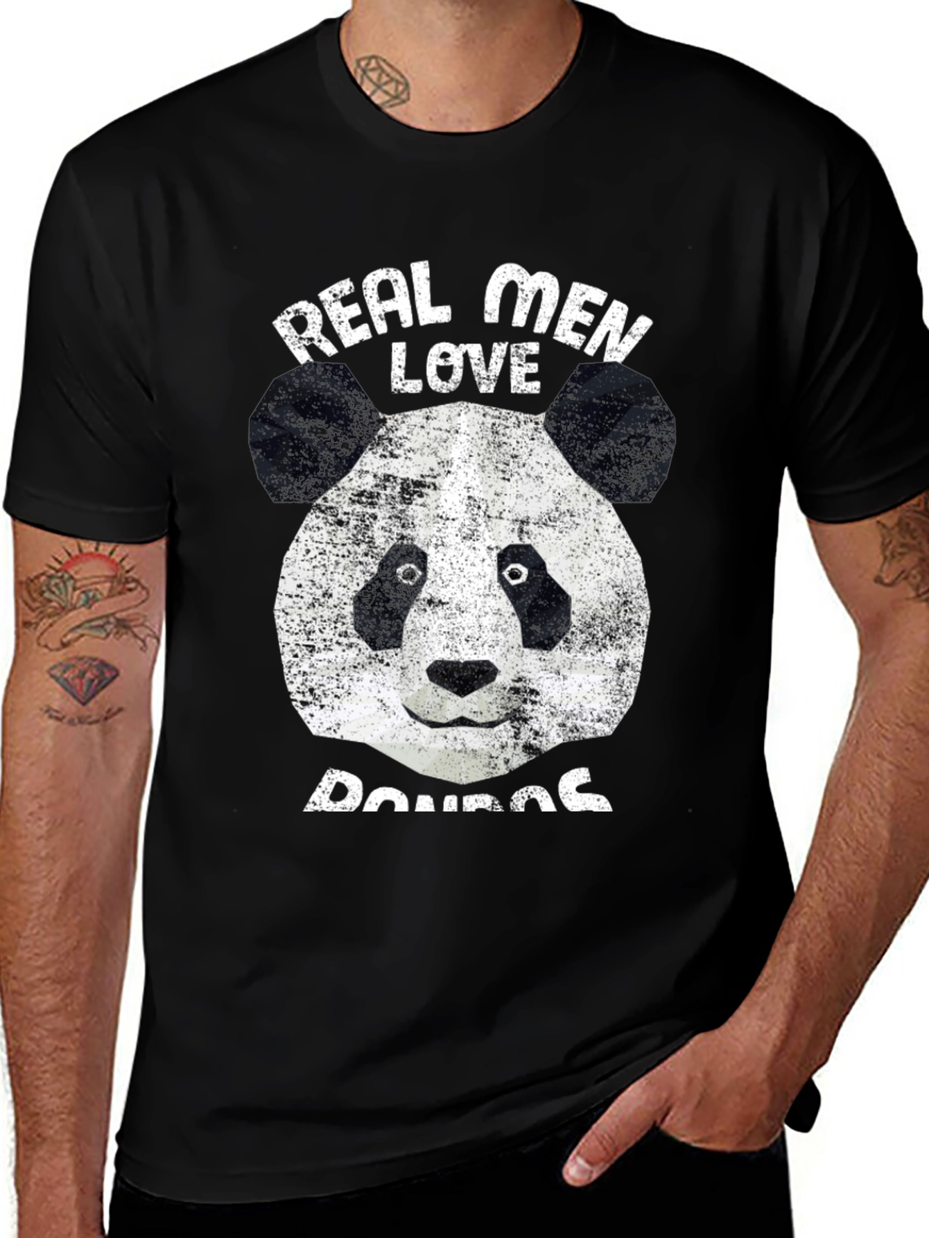 Variant 27 of Real Men Love Pandas T-Shirt Black