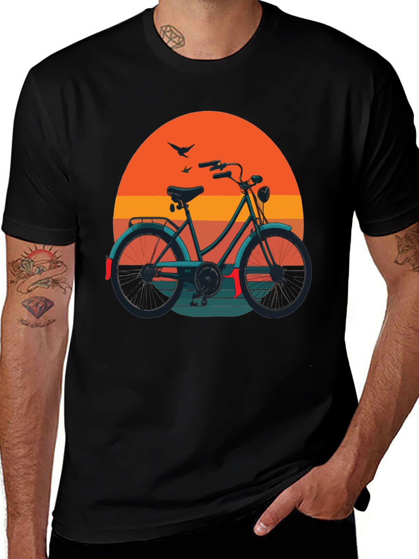 Variant 27 of Retro Sunset Bicycle Graphic Tee