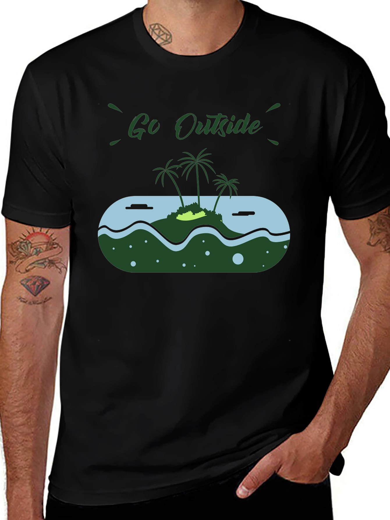 Variant 24 of Go Outside Island Graphic Black T-Shirt