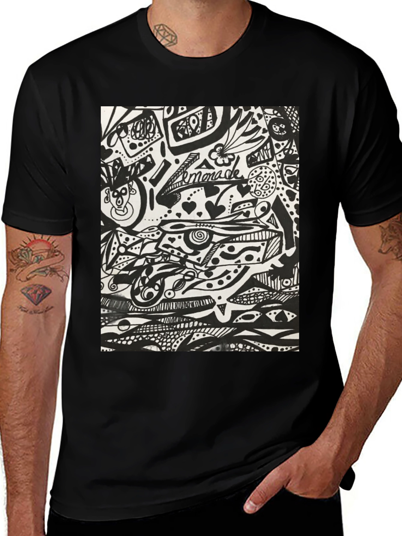 Variant 10 of Abstract Doodle Art Black T-Shirt - Unique Graphic Tee