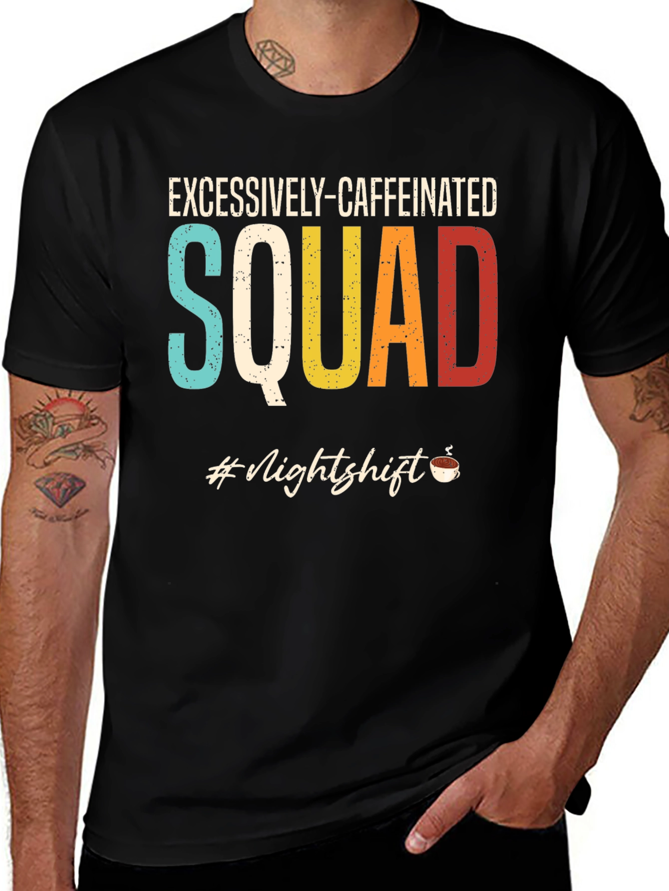 Variant 4 of Excessively-Caffeinated Squad Black Graphic Tee