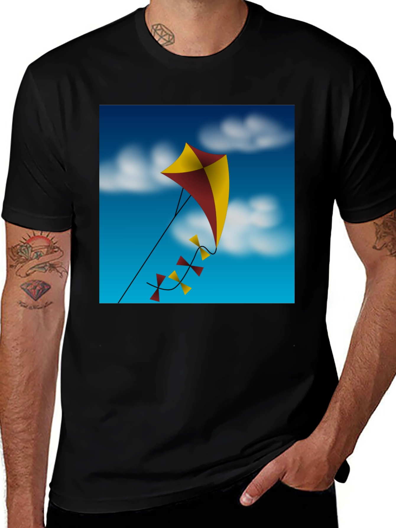 Variant 29 of Kite Design Black T-Shirt