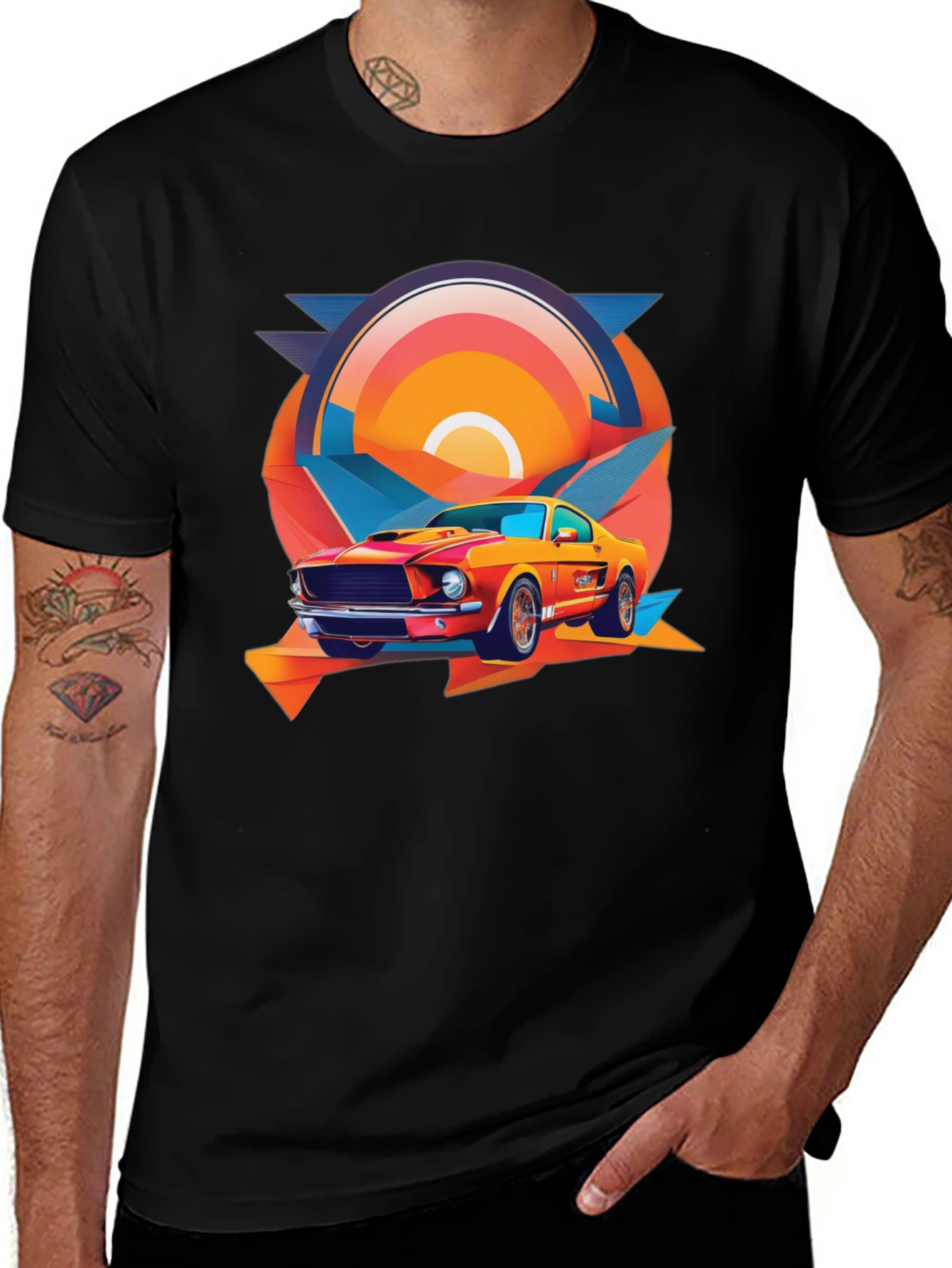 Black Retro Muscle Car Graphic Tee - Black main image