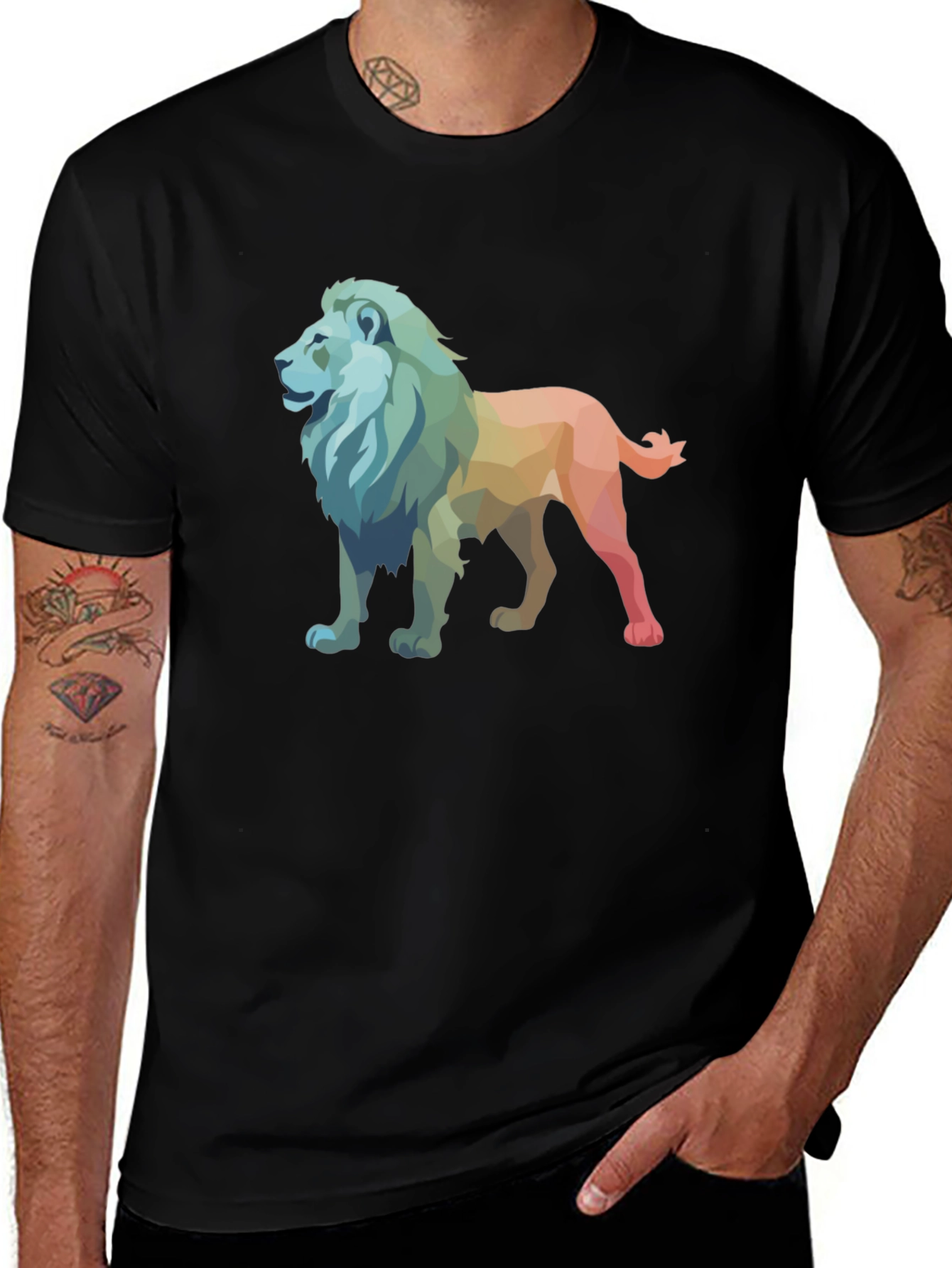 Variant 27 of Colorful Geometric Lion Graphic T-Shirt