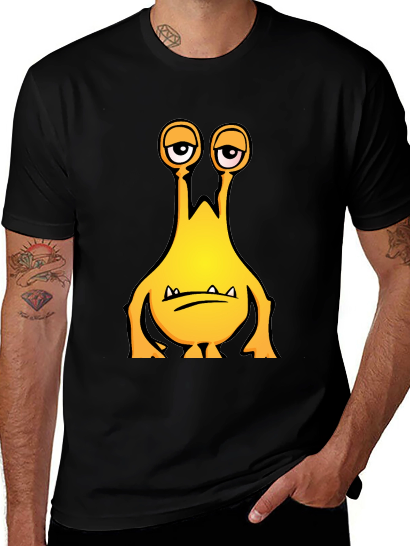 Variant 10 of Funny Monster Graphic T-Shirt - Black Cotton Tee